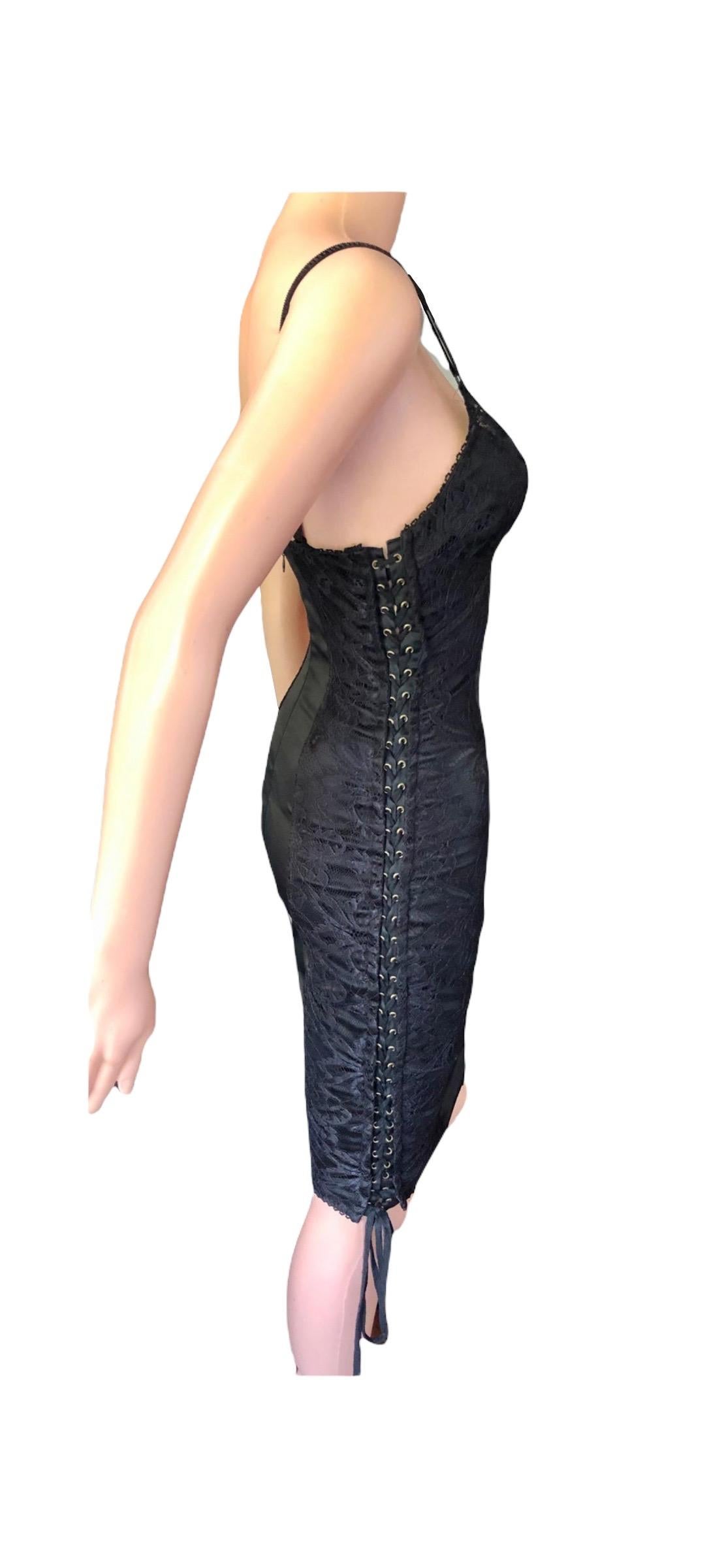 D&G by Dolce & Gabbana Lace Up Bodycon Black Dress For Sale 3