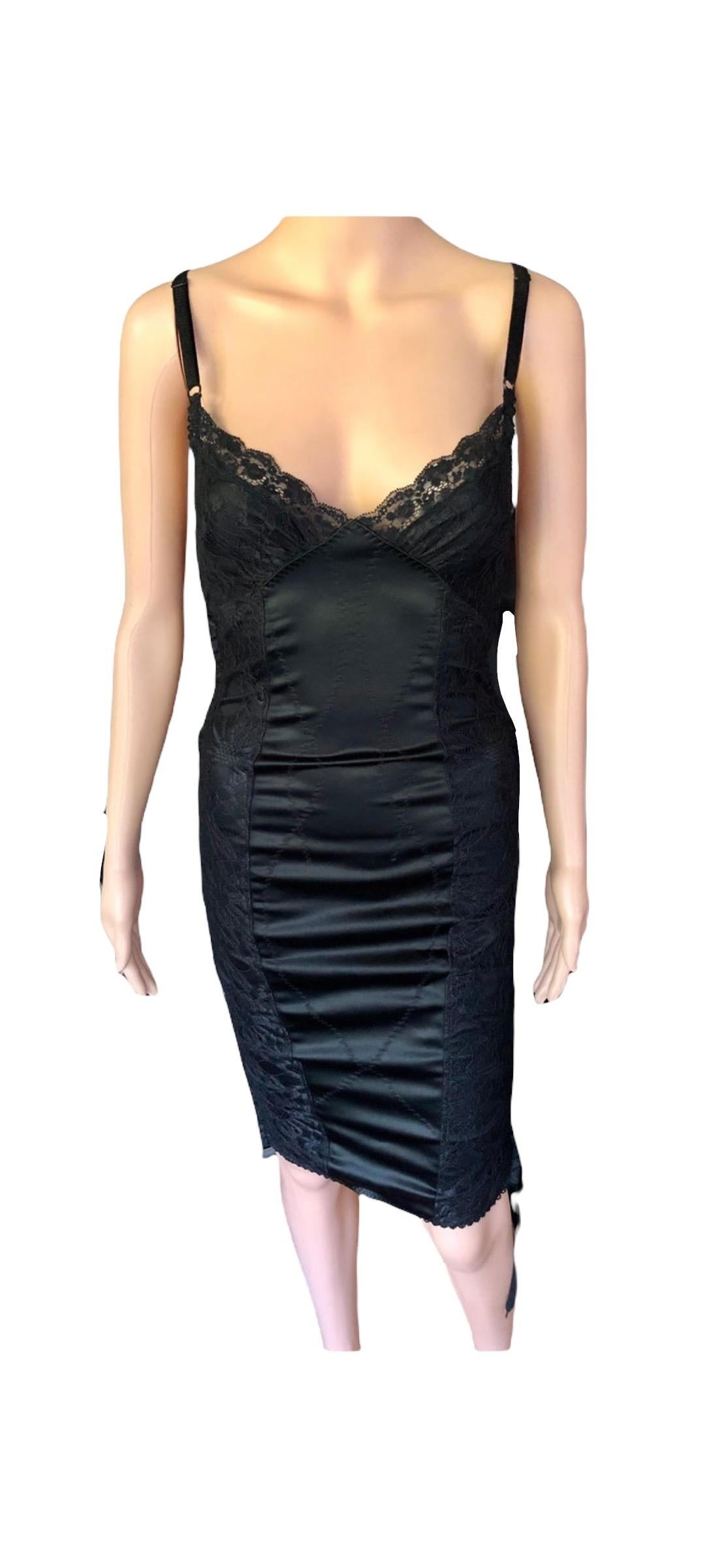 D&G by Dolce & Gabbana Lace Up Bodycon Black Dress For Sale 4