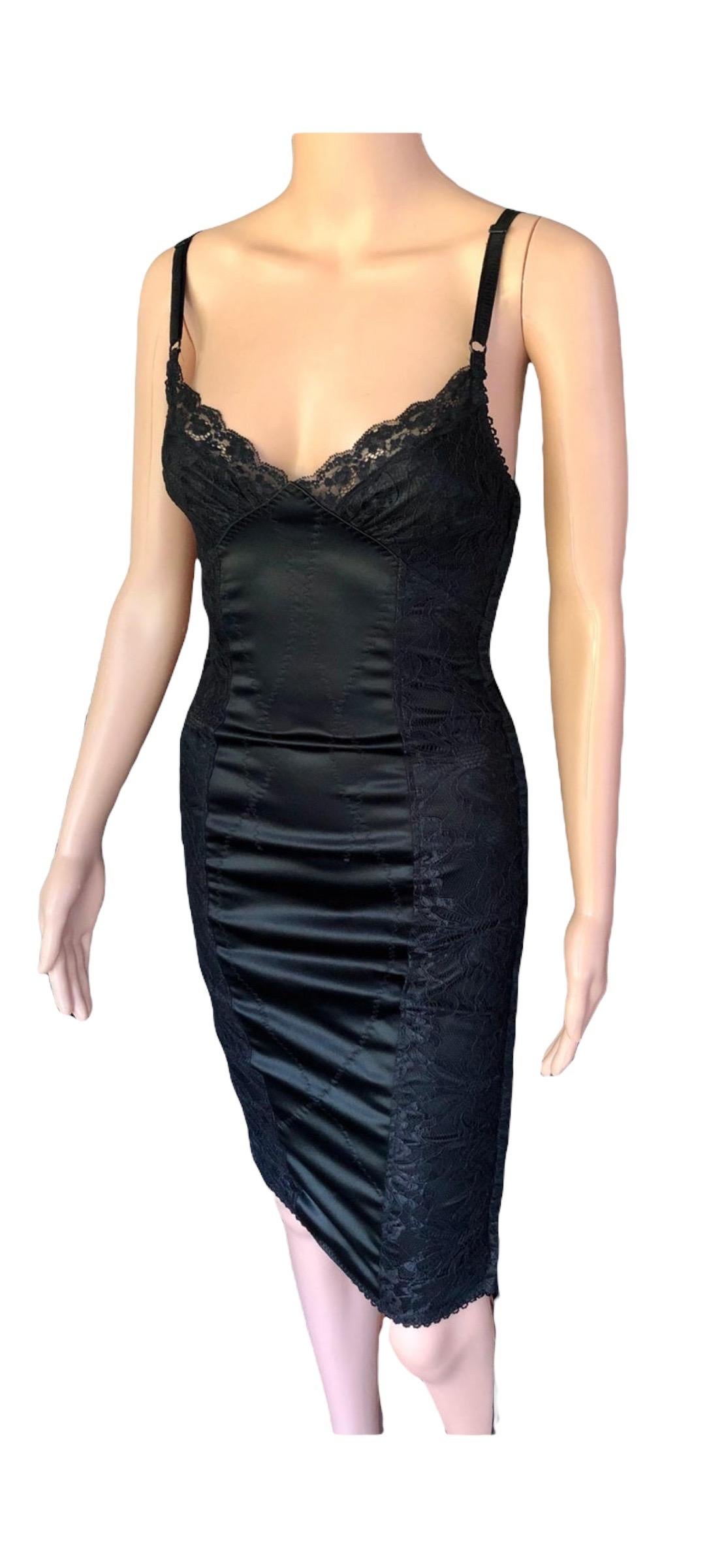 D&G by Dolce & Gabbana Lace Up Bodycon Black Dress For Sale 5
