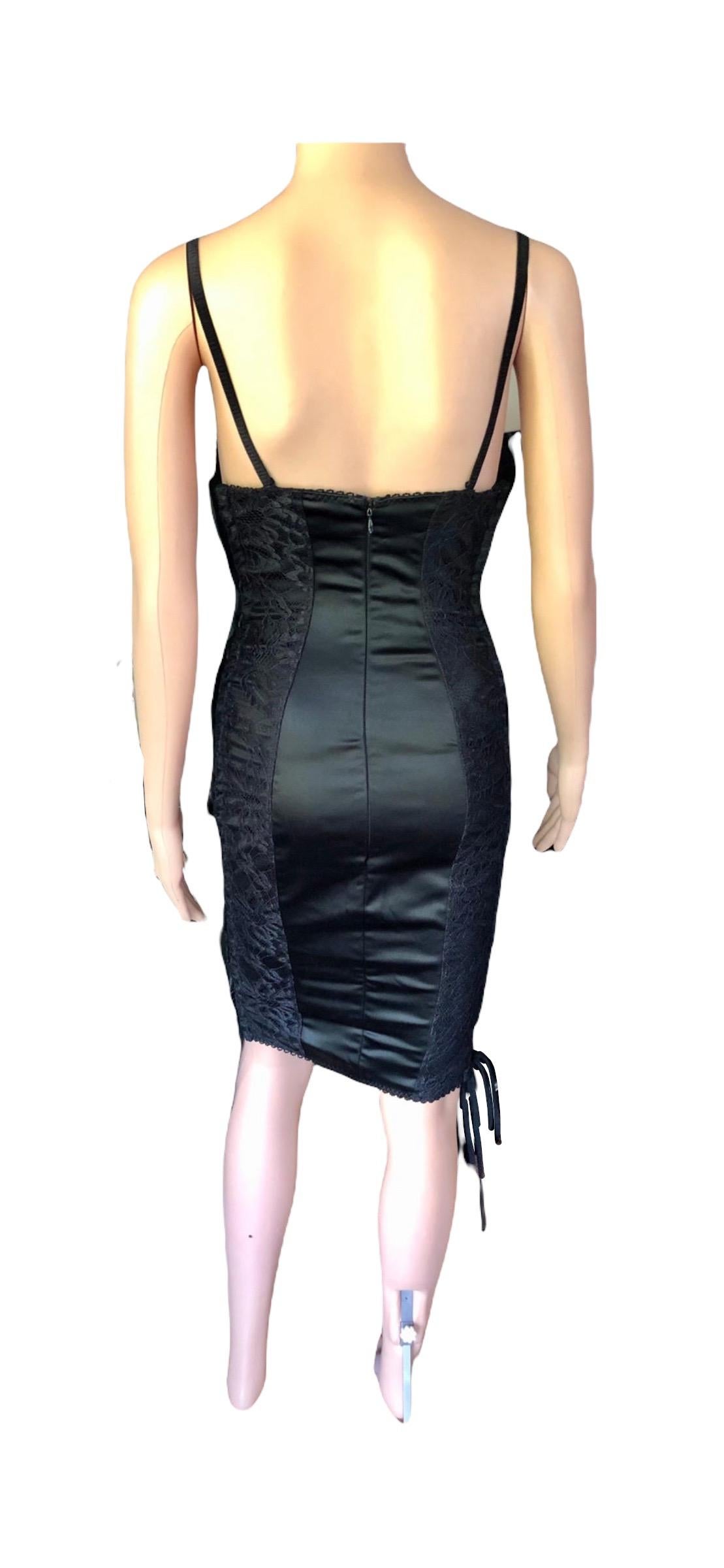 D&G by Dolce & Gabbana Lace Up Bodycon Black Dress For Sale 7