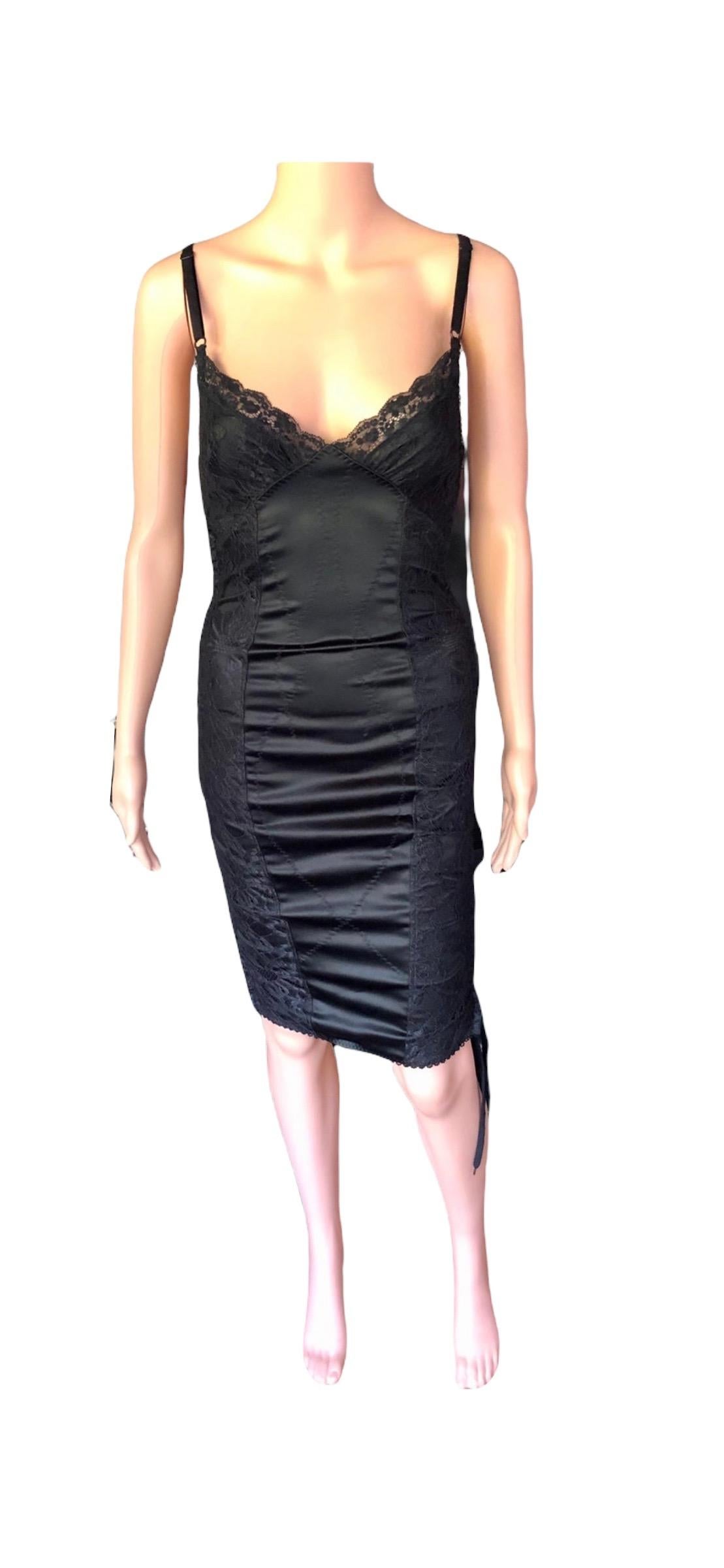 D&G by Dolce & Gabbana Lace Up Bodycon Black Dress For Sale 10