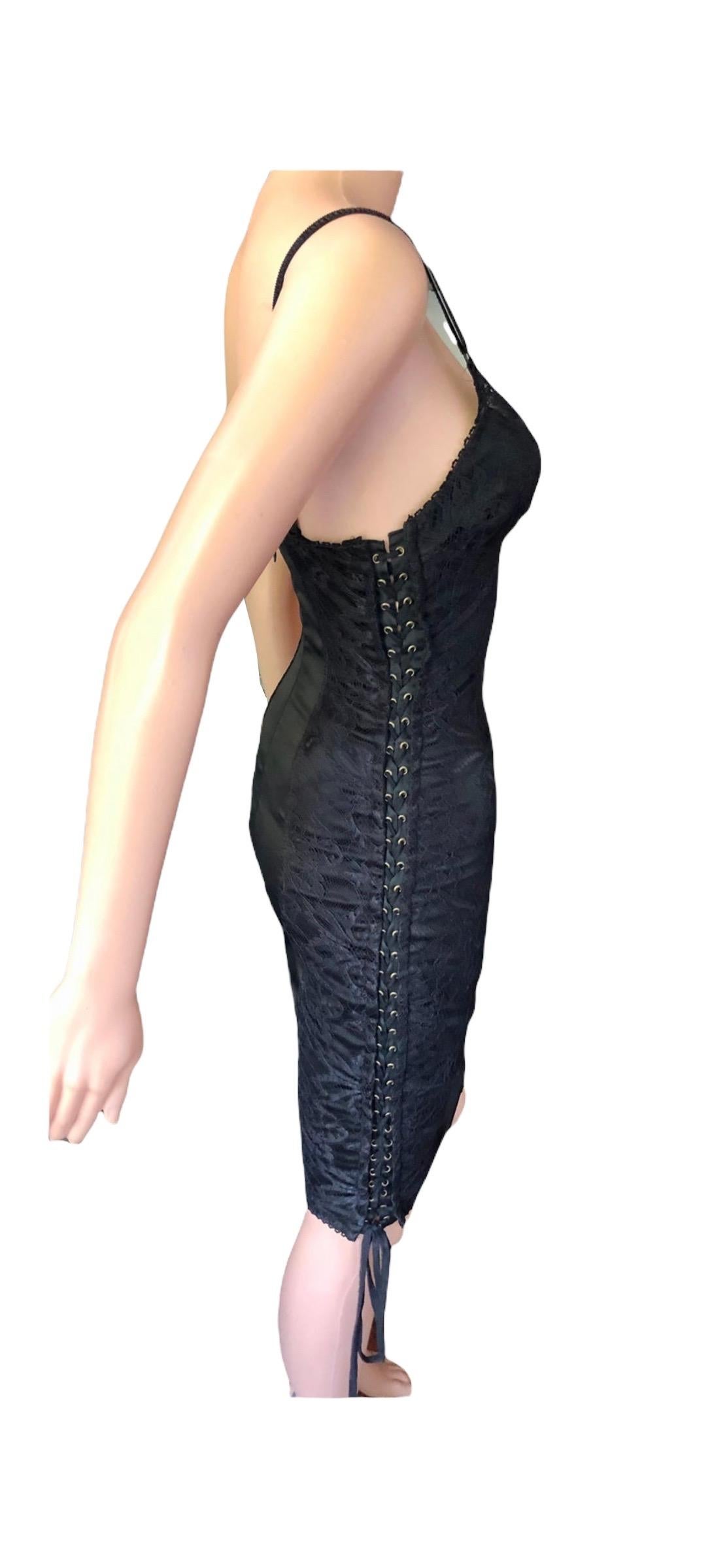 D&G by Dolce & Gabbana Lace Up Bodycon Black Dress For Sale 9