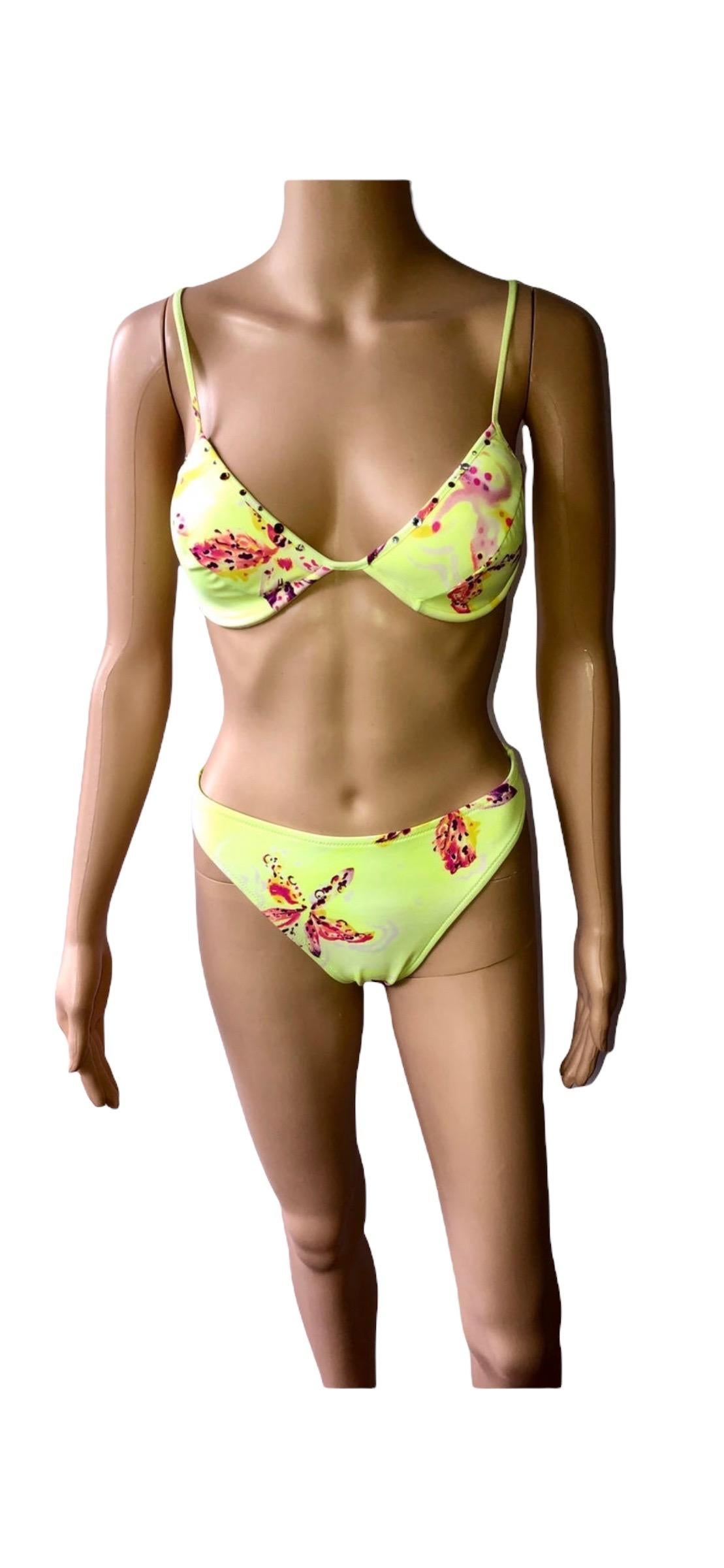 Gianni Versace S/S 2000 Orchid Neon Two-Piece Bikini Set Swimsuit Swimwear  For Sale 1