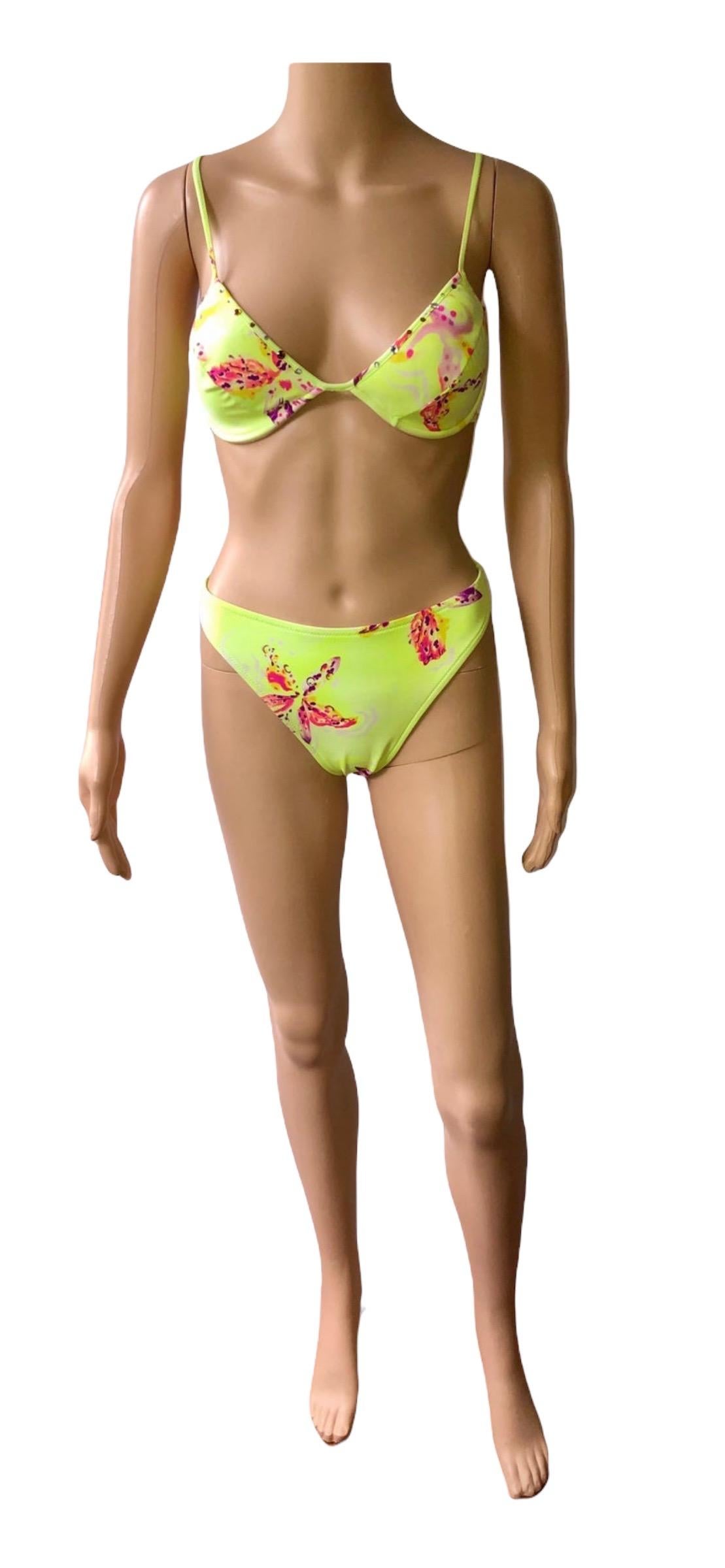 Gianni Versace S/S 2000 Orchid Neon Two-Piece Bikini Set Swimsuit Swimwear  For Sale 2