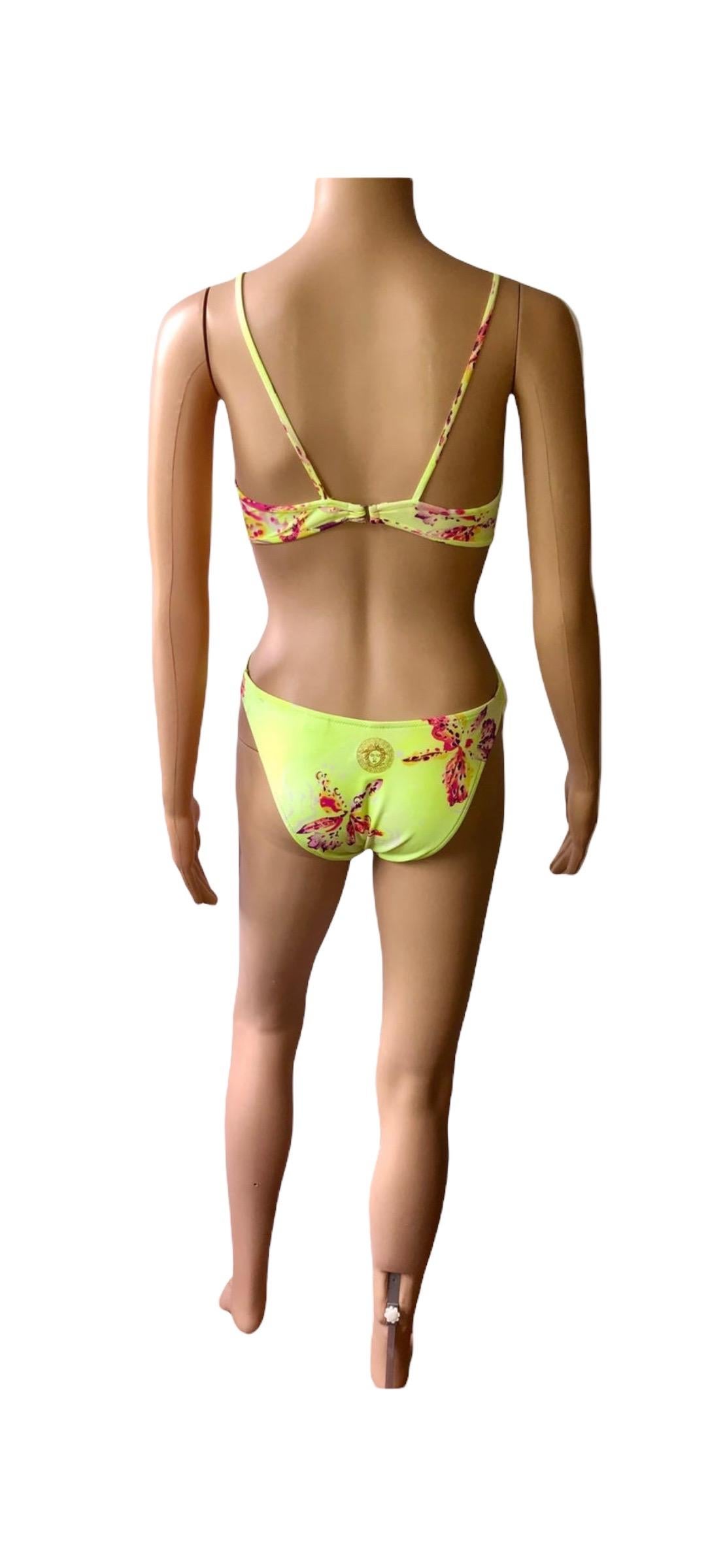 Gianni Versace S/S 2000 Orchid Neon Two-Piece Bikini Set Swimsuit Swimwear  For Sale 3