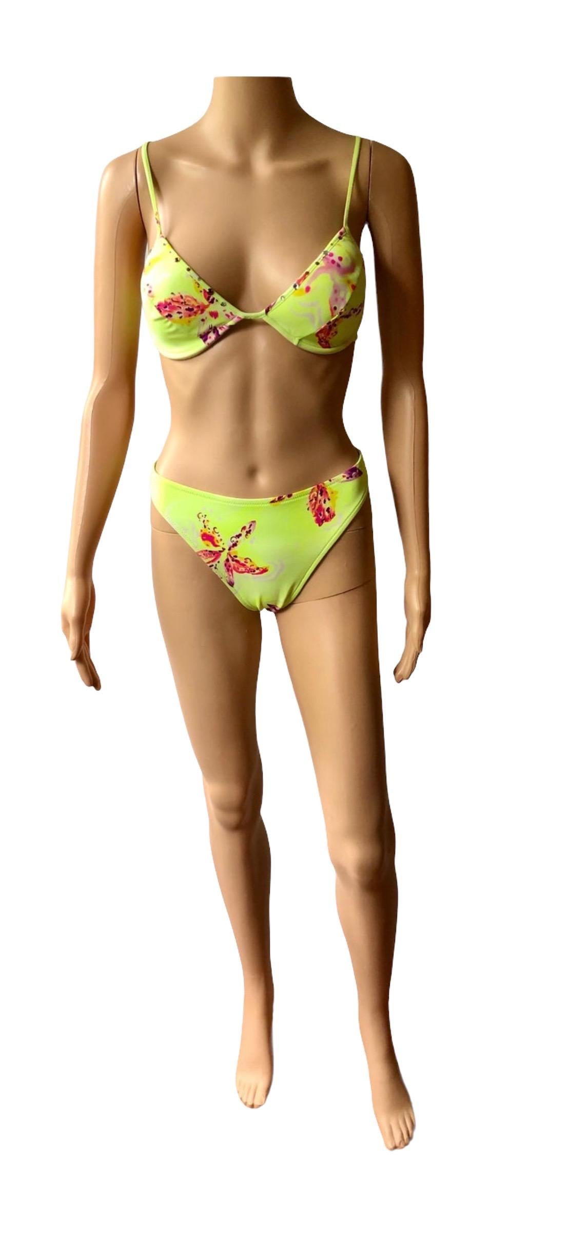 Gianni Versace S/S 2000 Orchid Neon Two-Piece Bikini Set Swimsuit Swimwear  For Sale 4