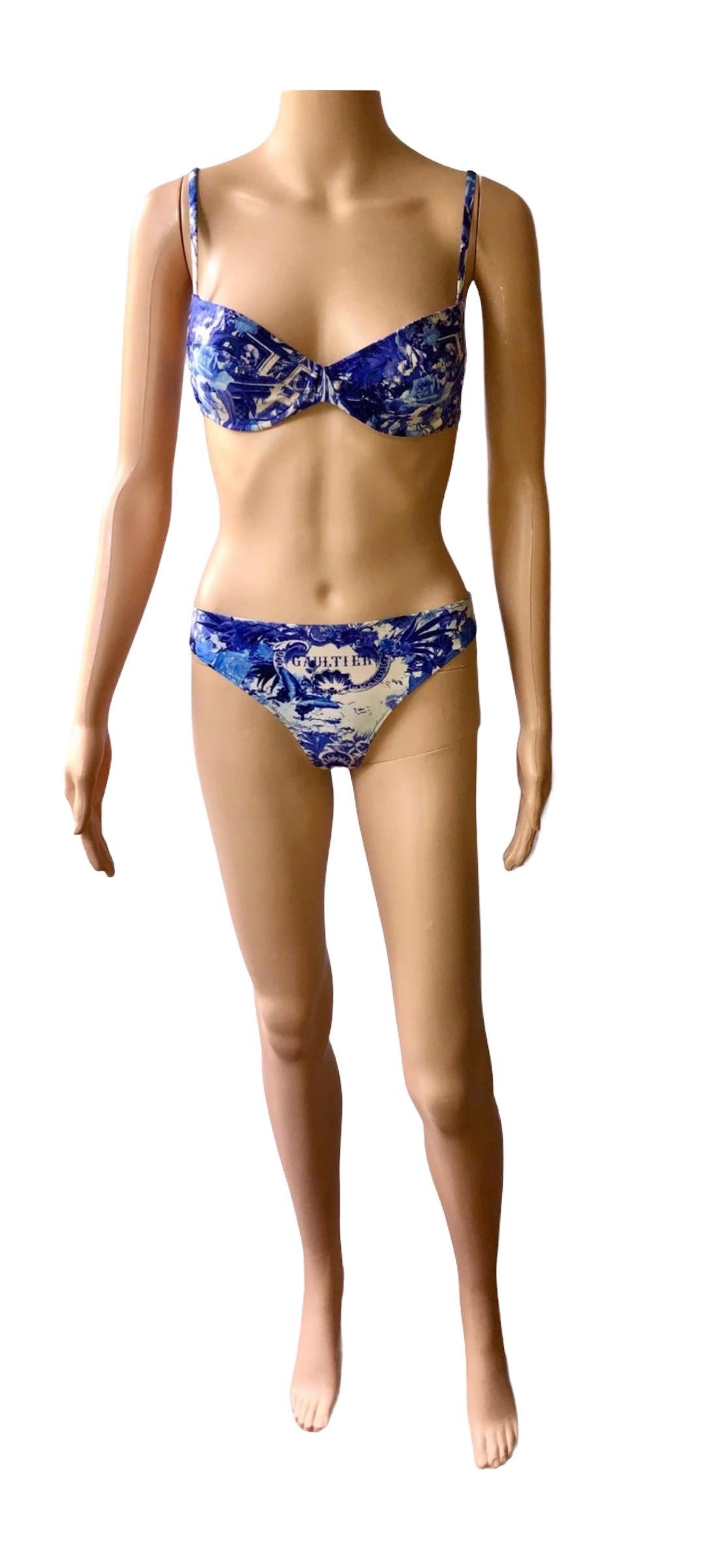 Jean Paul Gaultier Soleil S/S 1999 Flamingo Tropical Bikini Swimsuit 2 Piece Set For Sale 6