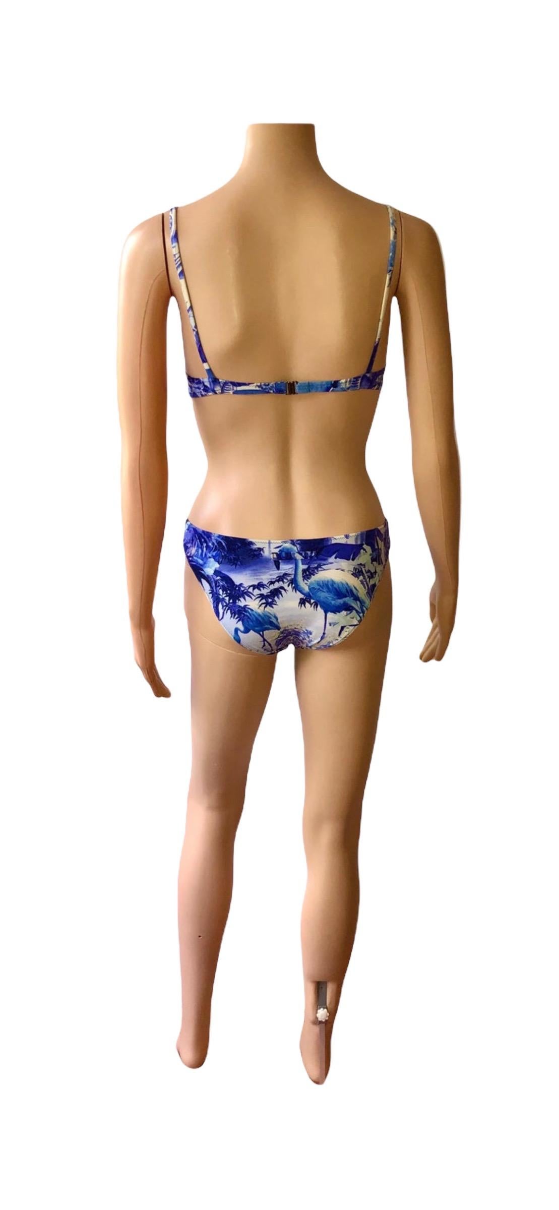 Jean Paul Gaultier Soleil S/S 1999 Flamingo Tropical Bikini Swimsuit 2 Piece Set For Sale 7