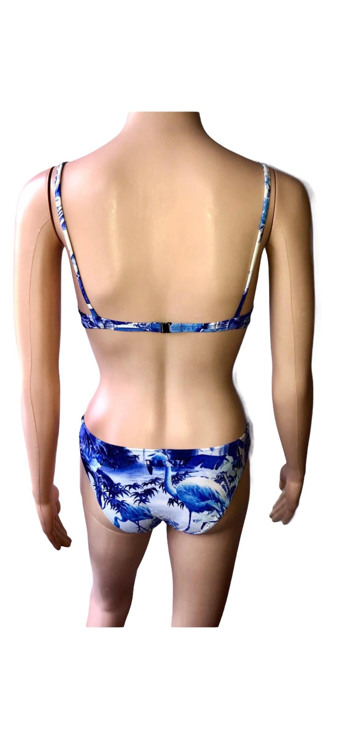 Jean Paul Gaultier Soleil S/S 1999 Flamingo Tropical Bikini Swimsuit 2 Piece Set For Sale 9