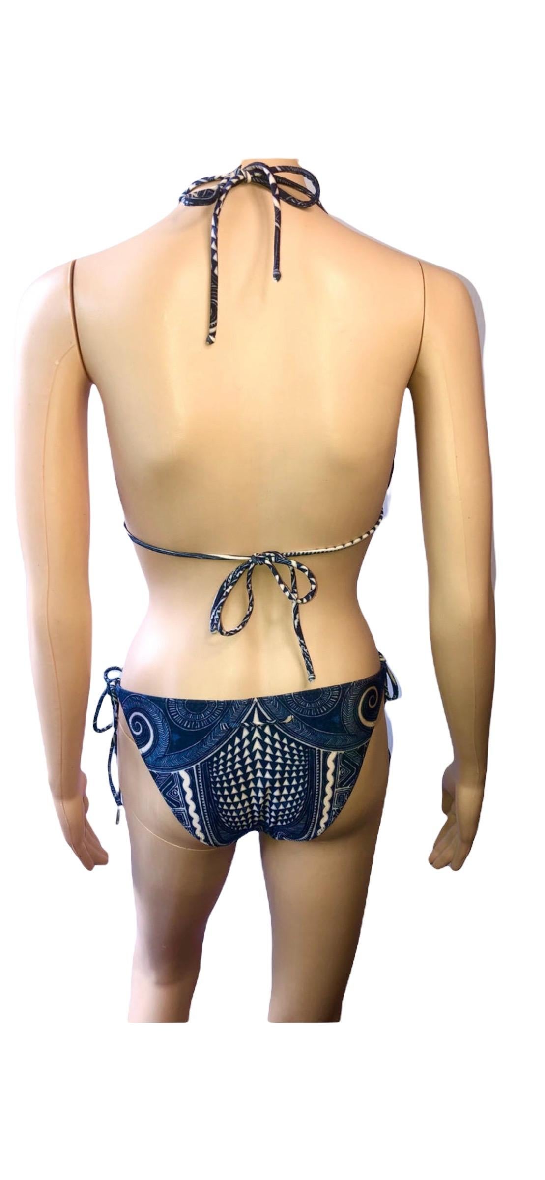 Jean Paul Gaultier Soleil Tribal Aztec Tattoo Print Bikini-Badeanzug im Angebot 3