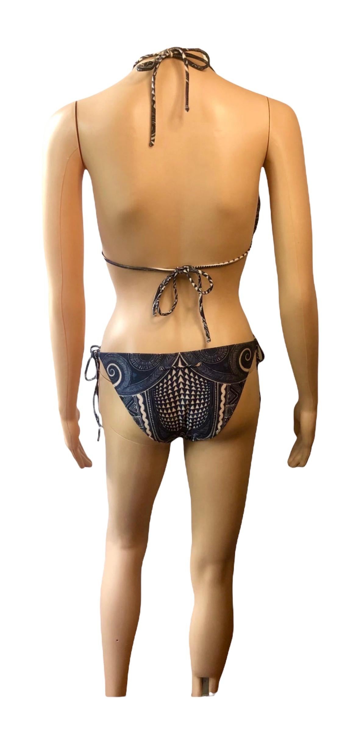 Jean Paul Gaultier Soleil Tribal Aztec Tattoo Print Bikini Swimwear Swimsuit For Sale 2
