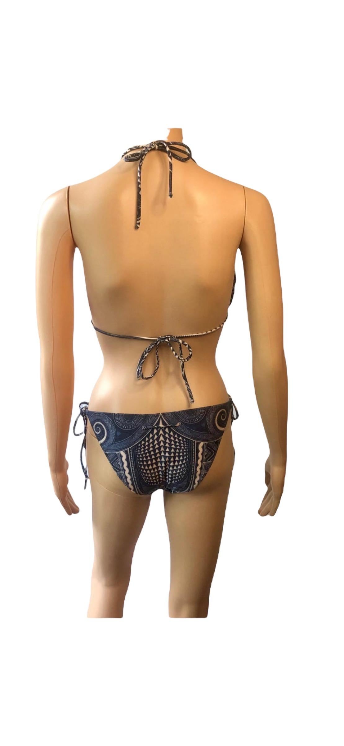 Jean Paul Gaultier Soleil Tribal Aztec Tattoo Print Bikini Swimwear Swimsuit For Sale 3