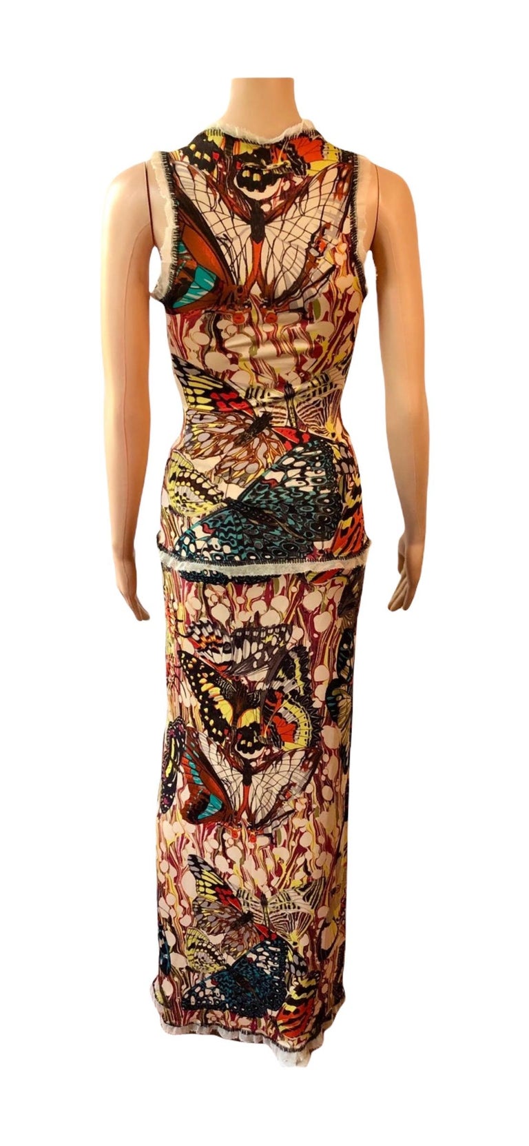 Jean Paul Gaultier S/S 2003 Butterfly Print Top and Skirt Ensemble 2 ...