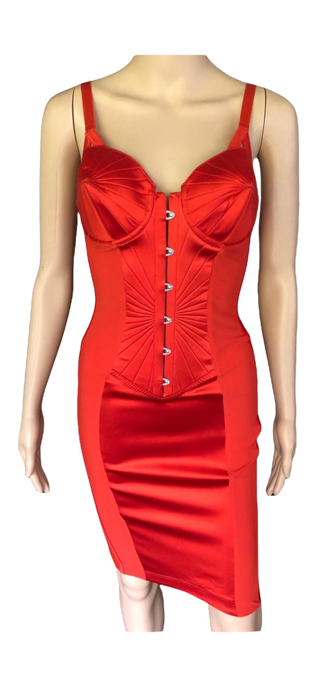 Jean Paul Gaultier for La Perla c. 2010 Cone Bra Corset Bondage Red Dress For Sale 4