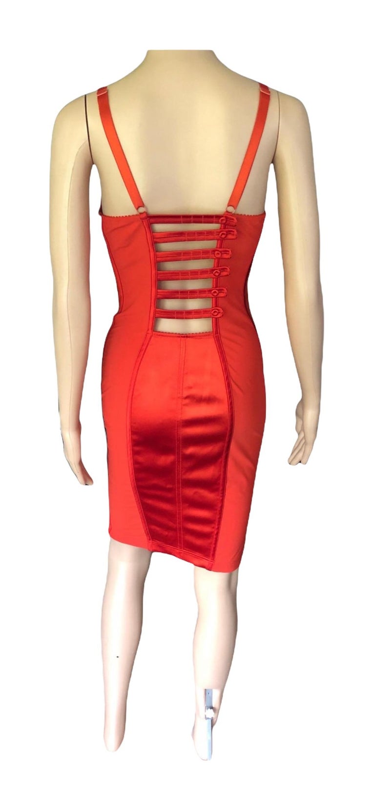 Jean Paul Gaultier for La Perla c. 2010 Cone Bra Corset Bondage Red Dress For Sale 9