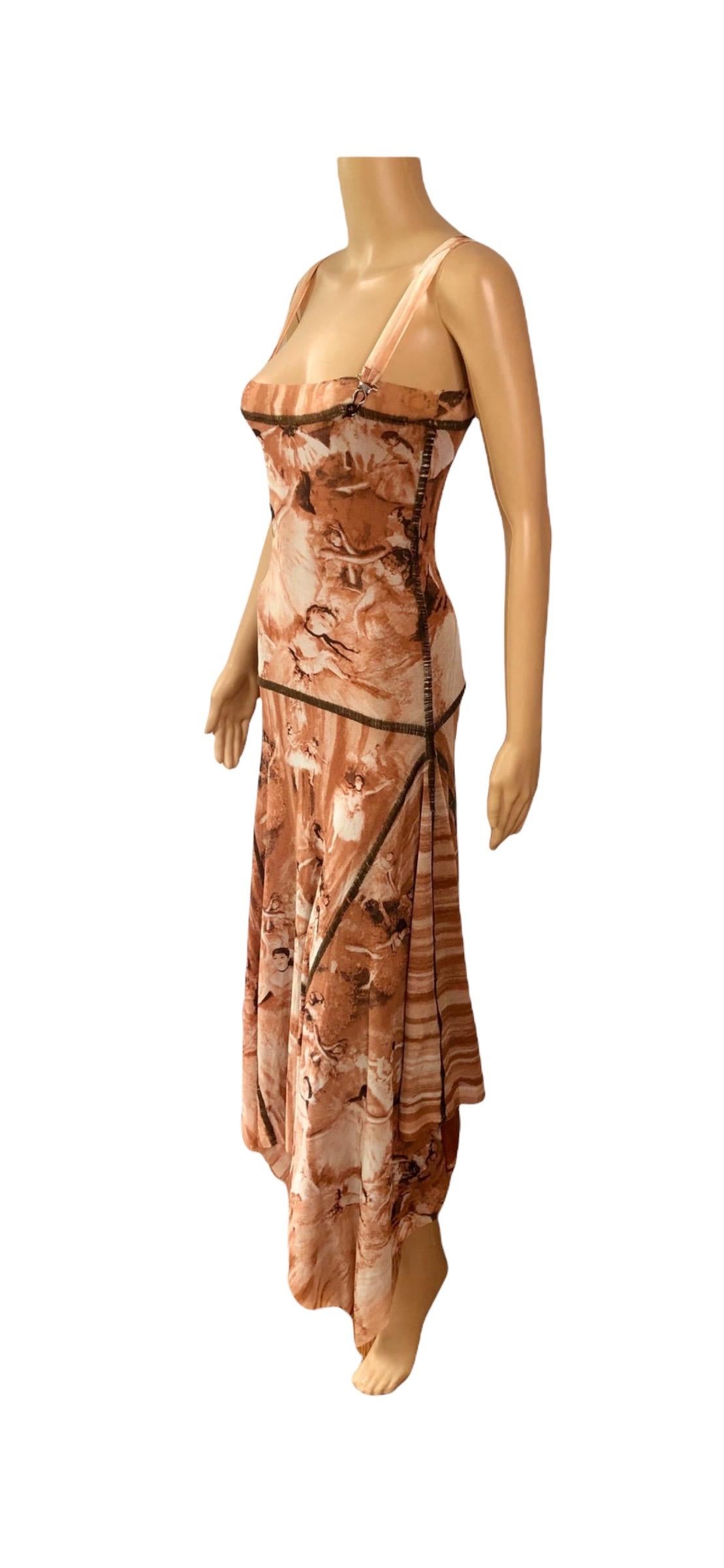 Jean Paul Gaultier S/S 2004 Vintage Edgar Degas Ballerina Print Mesh Maxi Dress 1