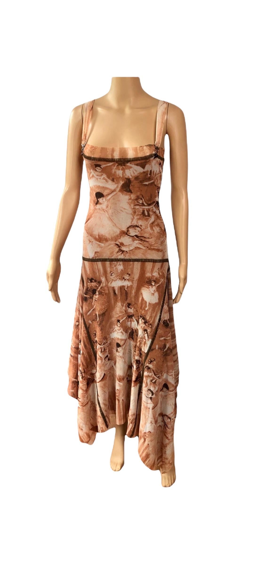 Jean Paul Gaultier S/S 2004 Vintage Edgar Degas Ballerina Print Mesh Maxi Dress 3