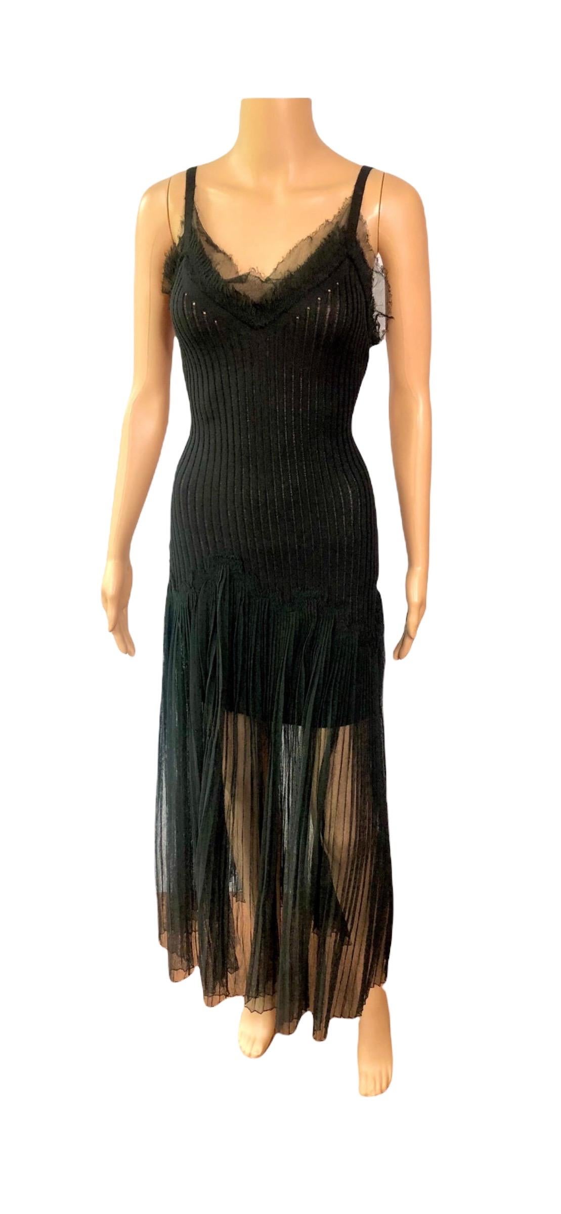 Jean Paul Gaultier Vintage Semi-Sheer Knit Mesh Black Maxi Dress For Sale 2