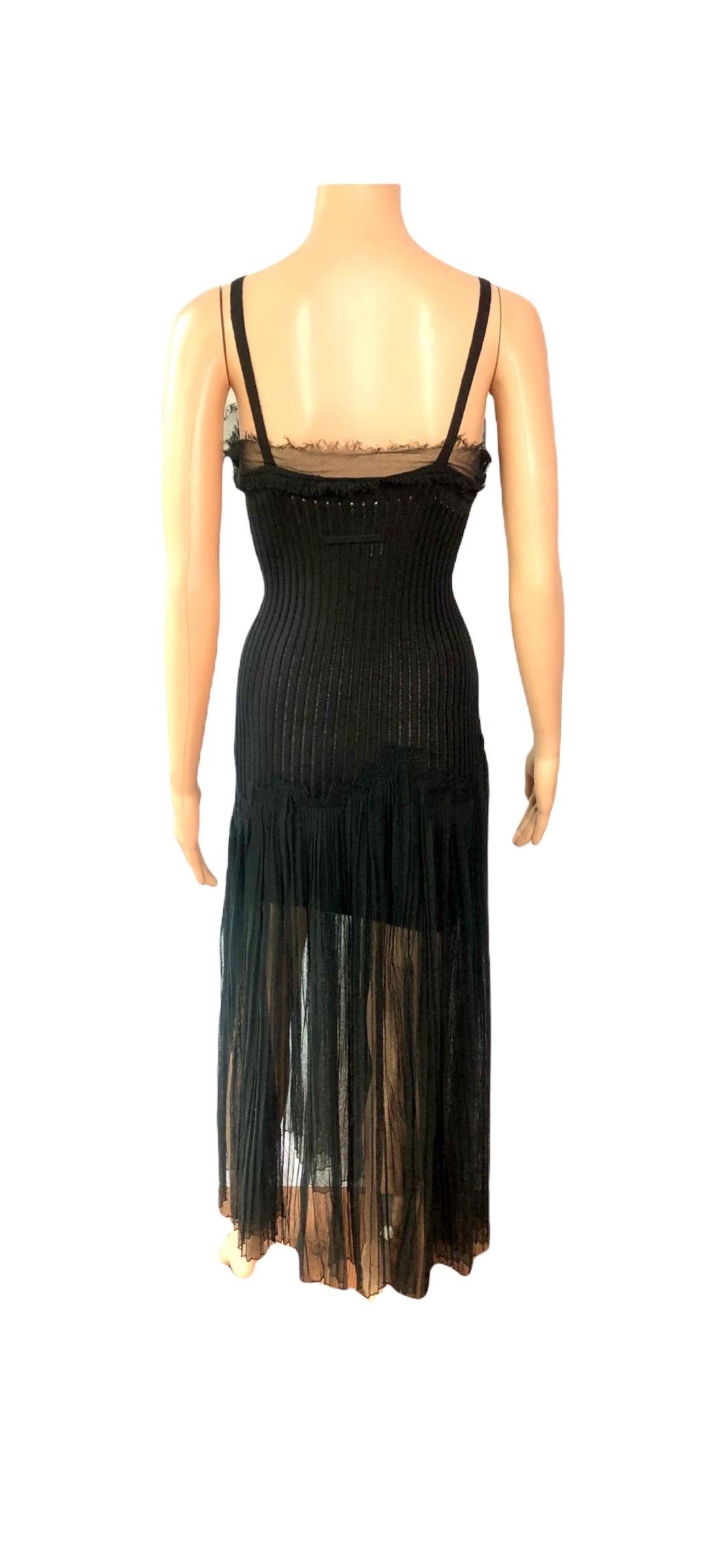 Jean Paul Gaultier Vintage Semi-Sheer Knit Mesh Black Maxi Dress For Sale 4