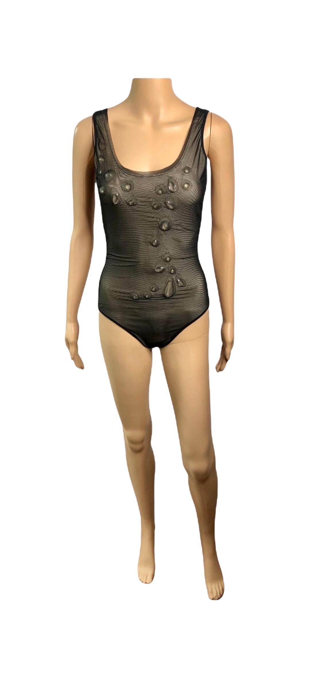 Jean Paul Gaultier Soleil F/W2006 Crystal Embellished Bodysuit Swimwear Swimsuit 10