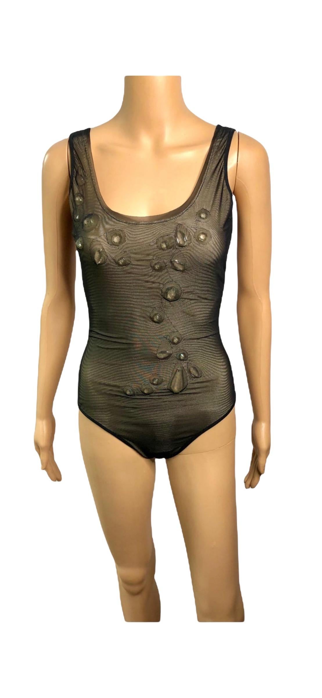 Jean Paul Gaultier Soleil F/W2006 Crystal Embellished Bodysuit Swimwear Swimsuit 11