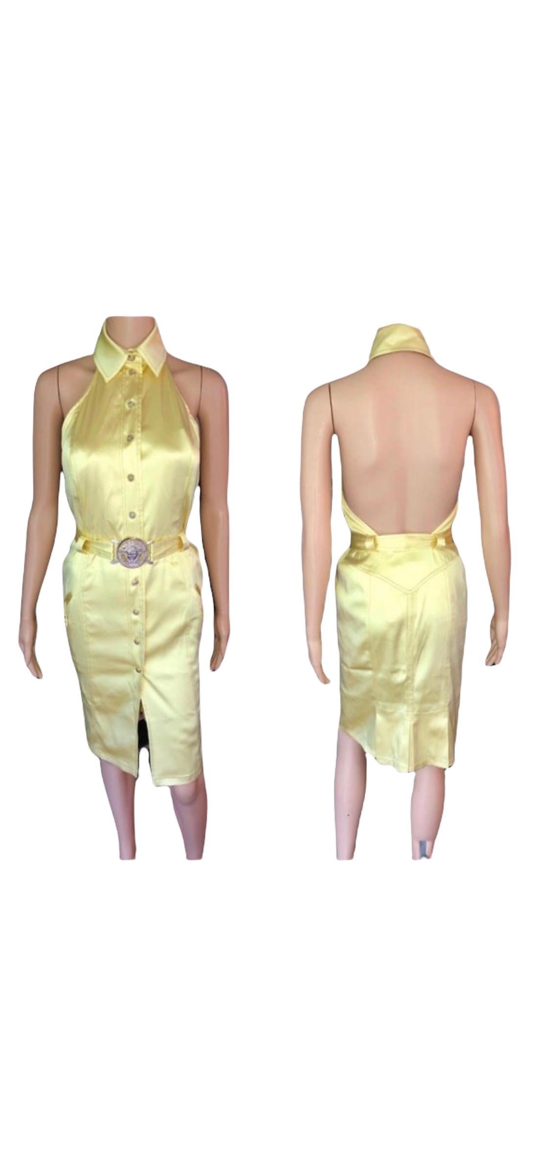 Versace S/S 2005 Runway Logo Belted Cutout Back Dress 4