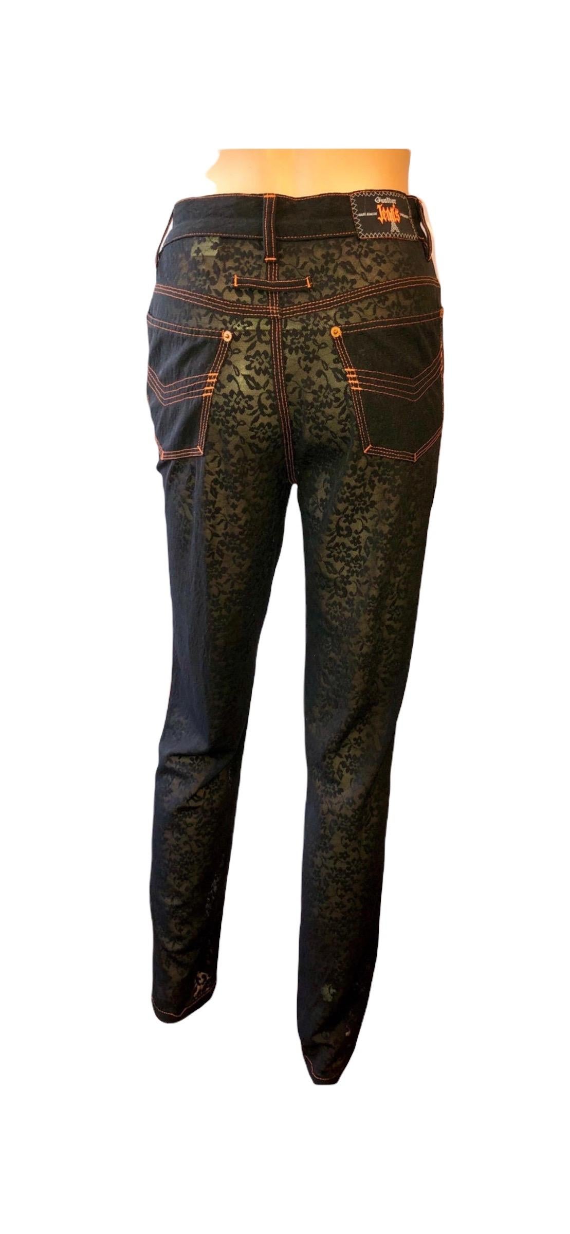 Jean Paul Gaultier Vintage Semi-Sheer Mesh Black Leggings Pants For Sale 2