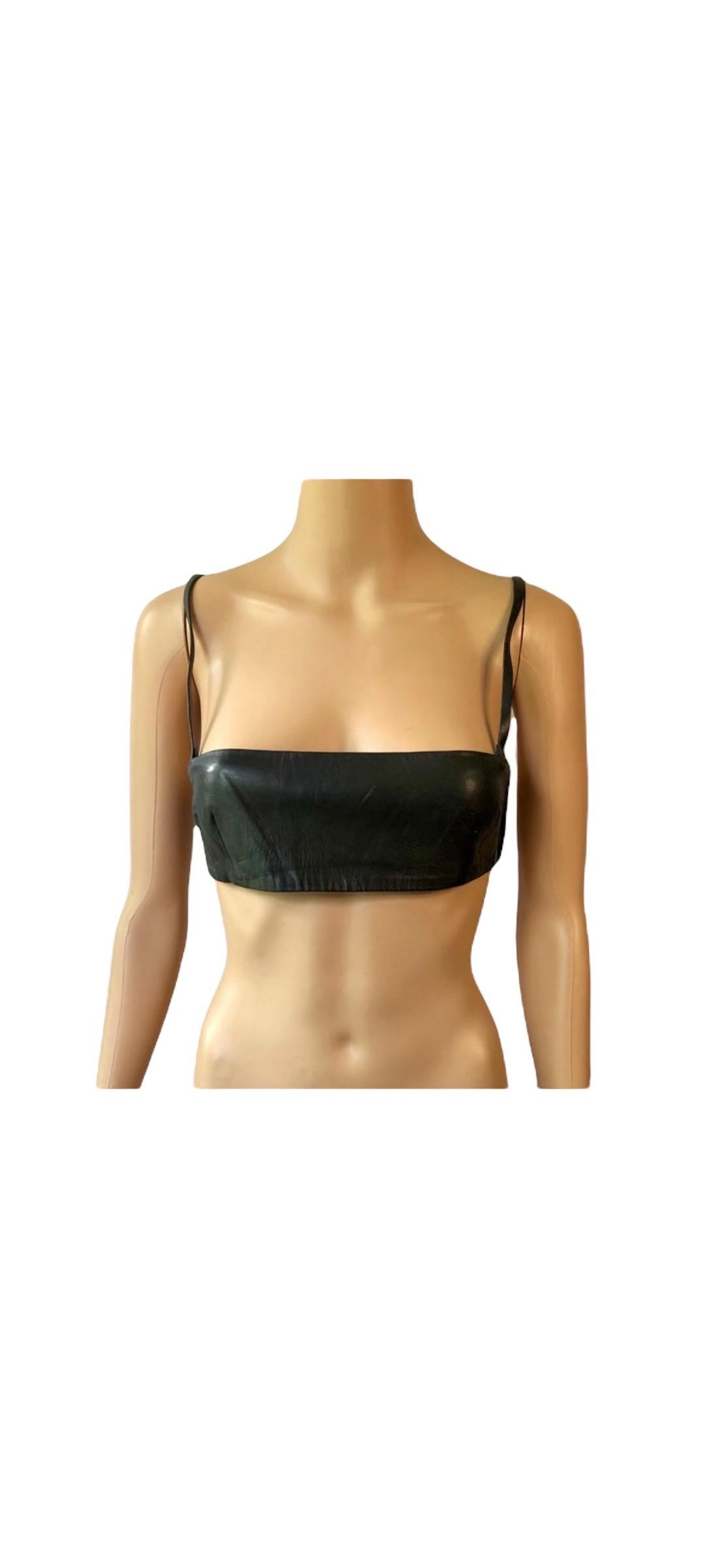 Gucci by Tom Ford S/S 1998 Vintage Black Leather Tube Bra Bralette Crop Top 1