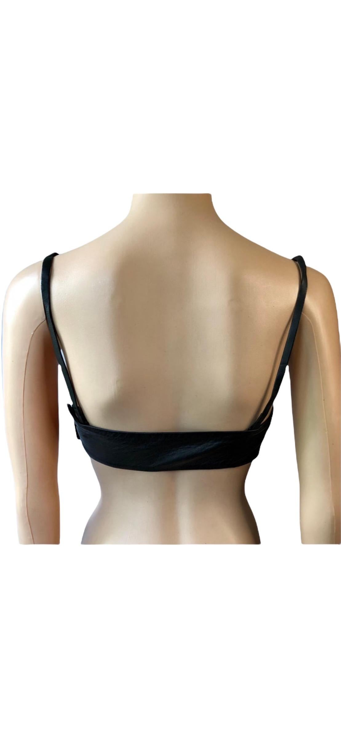 Gucci by Tom Ford S/S 1998 Vintage Black Leather Tube Bra Bralette Crop Top 3