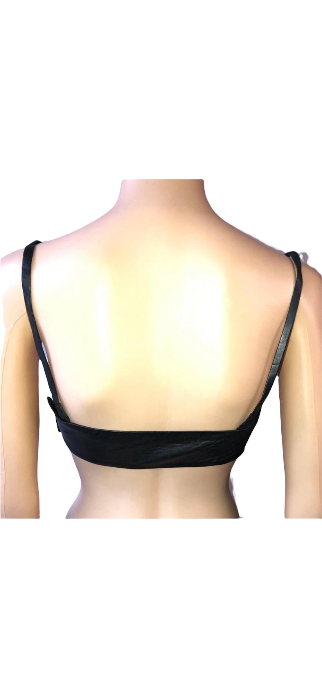 Gucci by Tom Ford S/S 1998 Vintage Black Leather Tube Bra Bralette Crop Top 4