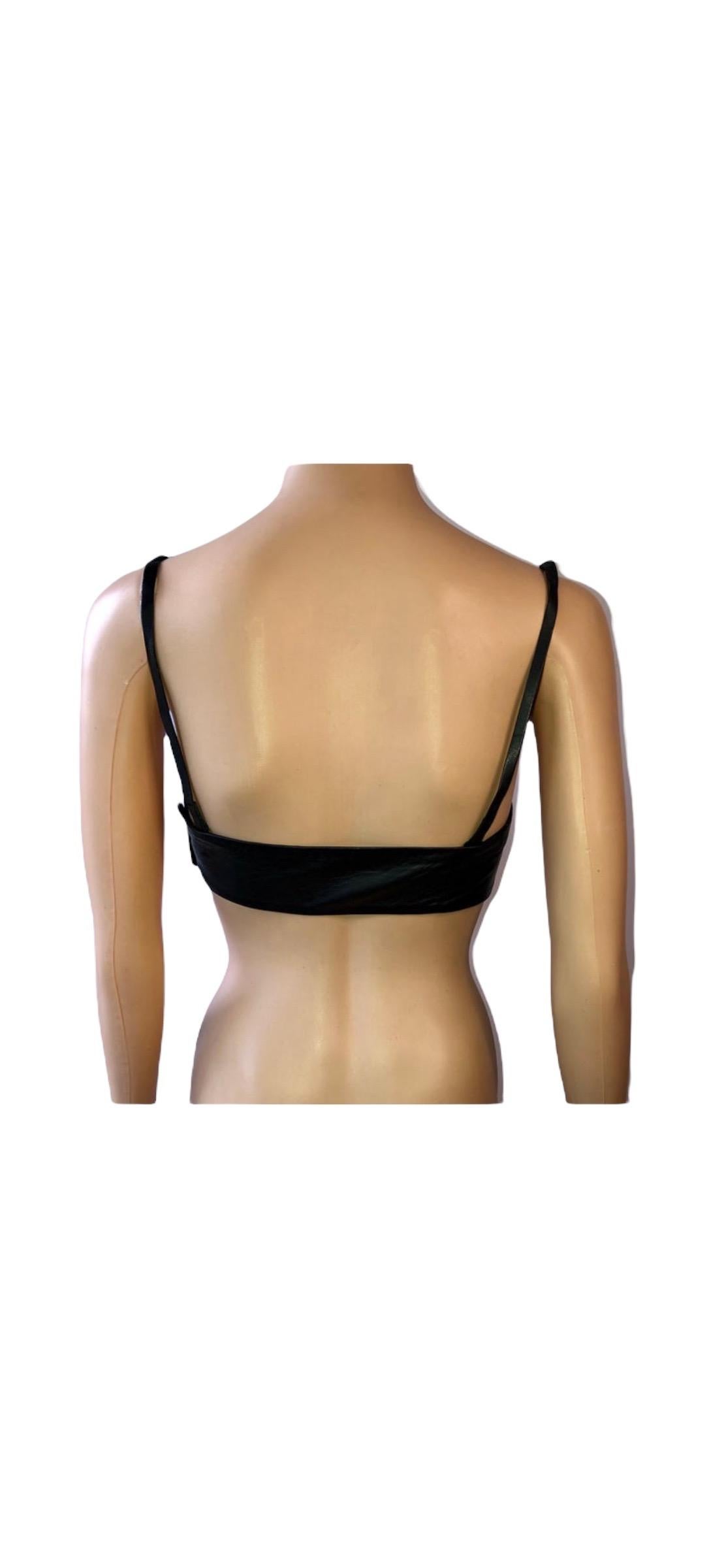 Gucci by Tom Ford S/S 1998 Vintage Black Leather Tube Bra Bralette Crop Top 5