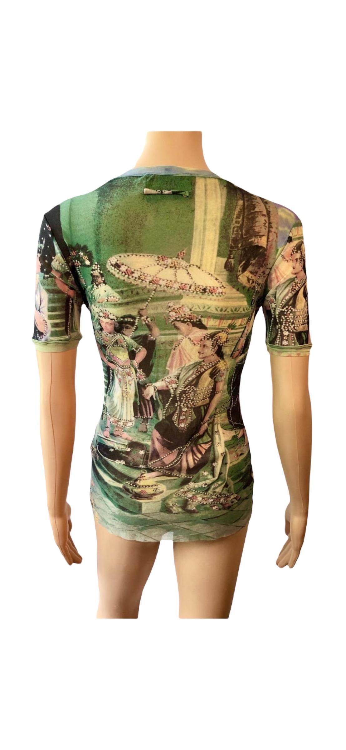 Jean Paul Gaultier Vintage S/S 1998 Frida Kahlo People Print Sheer Mesh Top 2