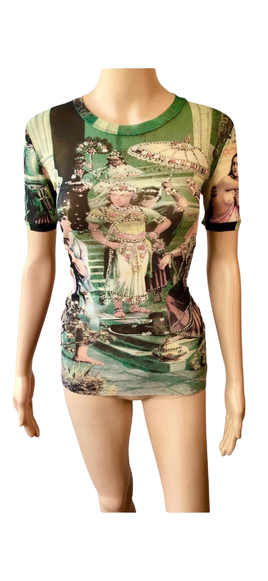 Jean Paul Gaultier Vintage S/S 1998 Frida Kahlo People Print Sheer Mesh Top 4
