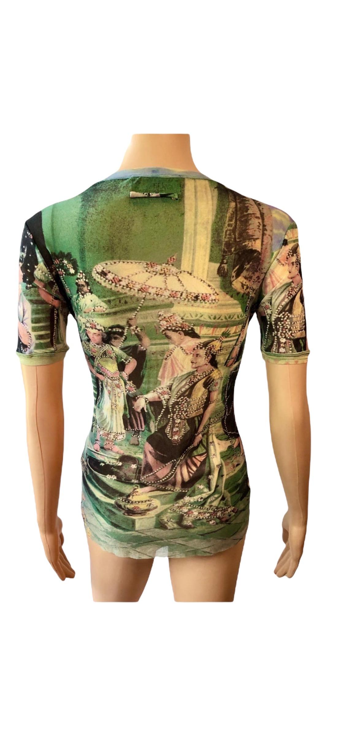Jean Paul Gaultier Vintage S/S 1998 Frida Kahlo People Print Sheer Mesh Top 5