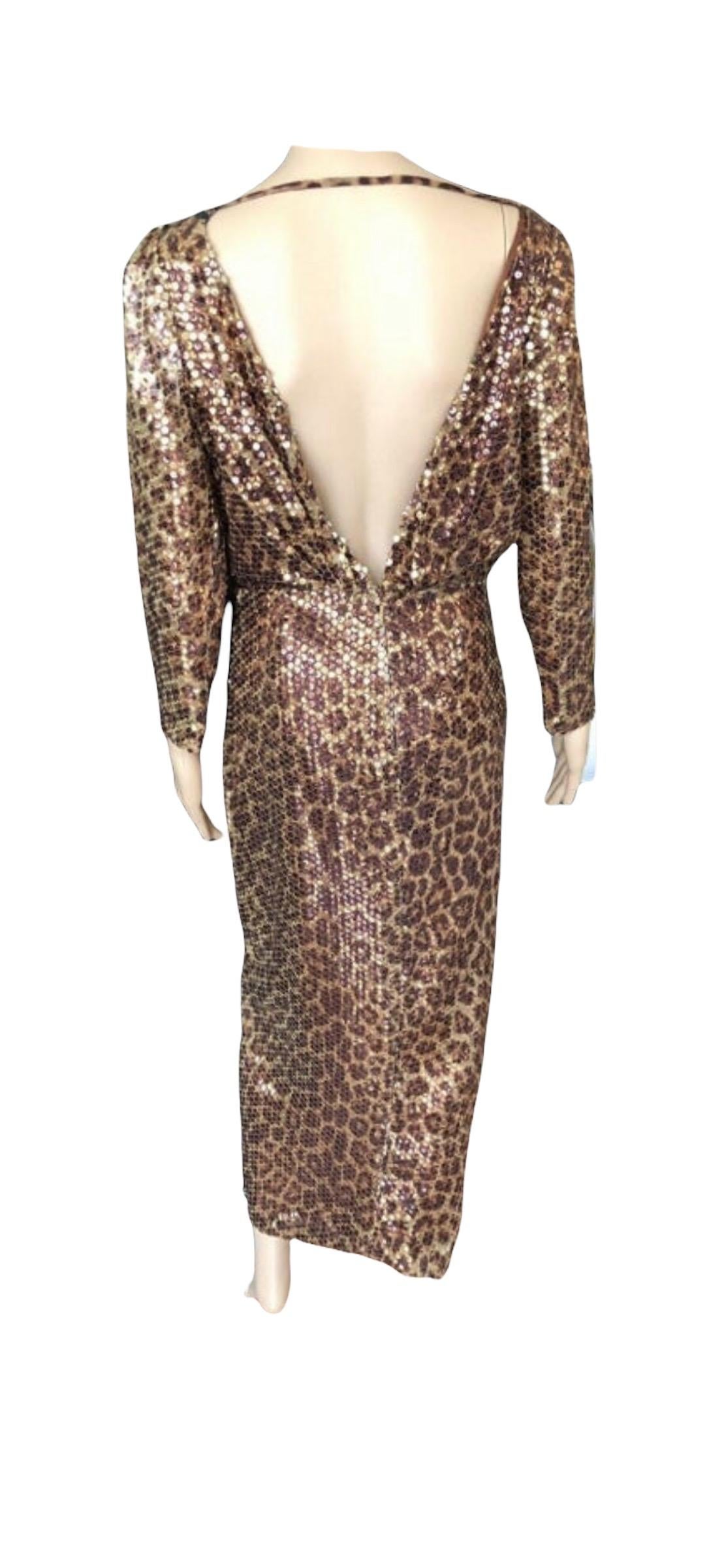 Roberto Cavalli F/W 2007 Runway Sequin Embellished Open Back Evening Dress Gown In Good Condition For Sale In Naples, FL