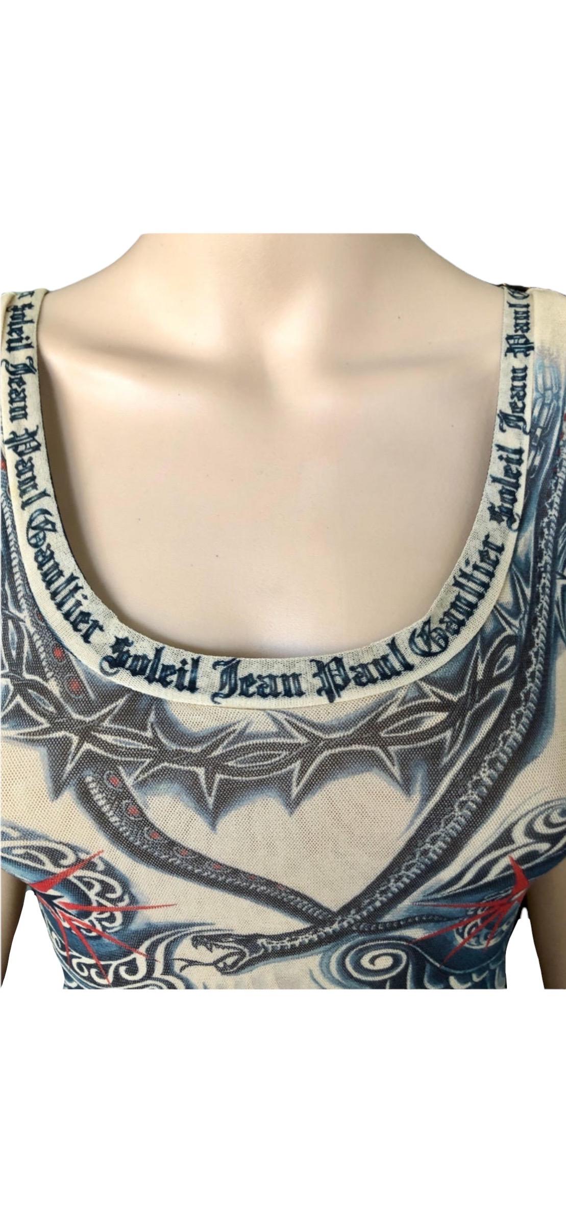 Jean Paul Gaultier Soleil Vintage Tattoo Bodycon Mesh Bolero Dress 2 Piece Set 8
