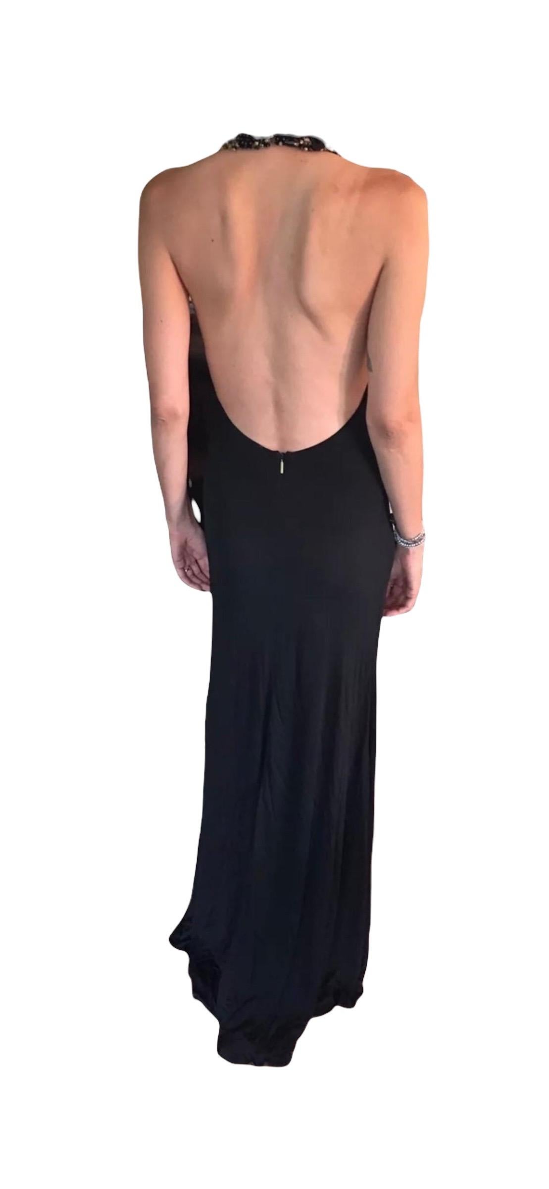 Roberto Cavalli S/S 2007 Runway Embellished Open Back Black Evening Dress Gown 3