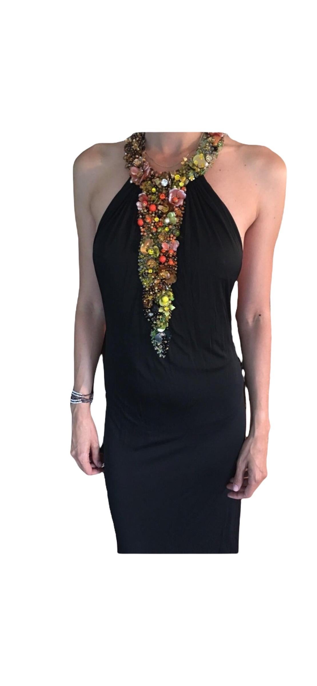Roberto Cavalli S/S 2007 Runway Embellished Open Back Black Evening Dress Gown 4