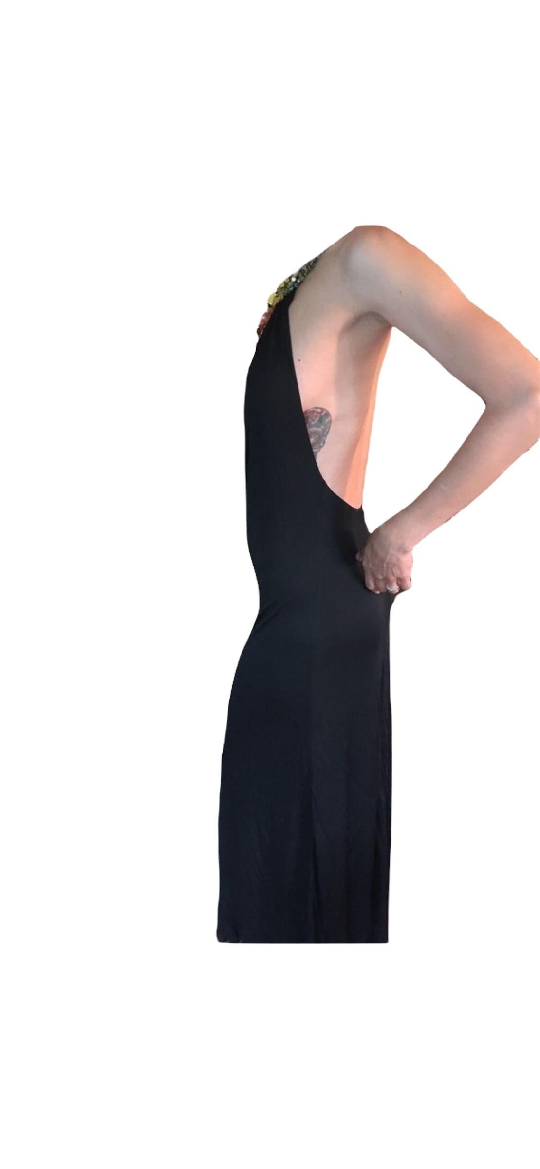 Roberto Cavalli S/S 2007 Runway Embellished Open Back Black Evening Dress Gown 6