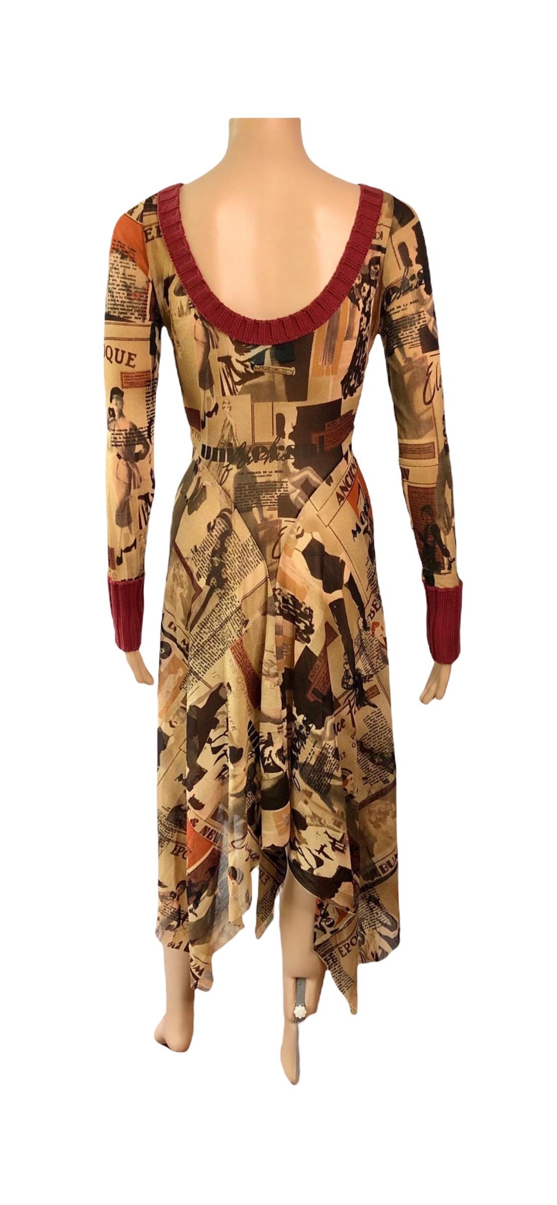 Jean Paul Gaultier S/S 1996 Vintage Belle Epoque Print Mesh Maxi Dress In Good Condition For Sale In Naples, FL