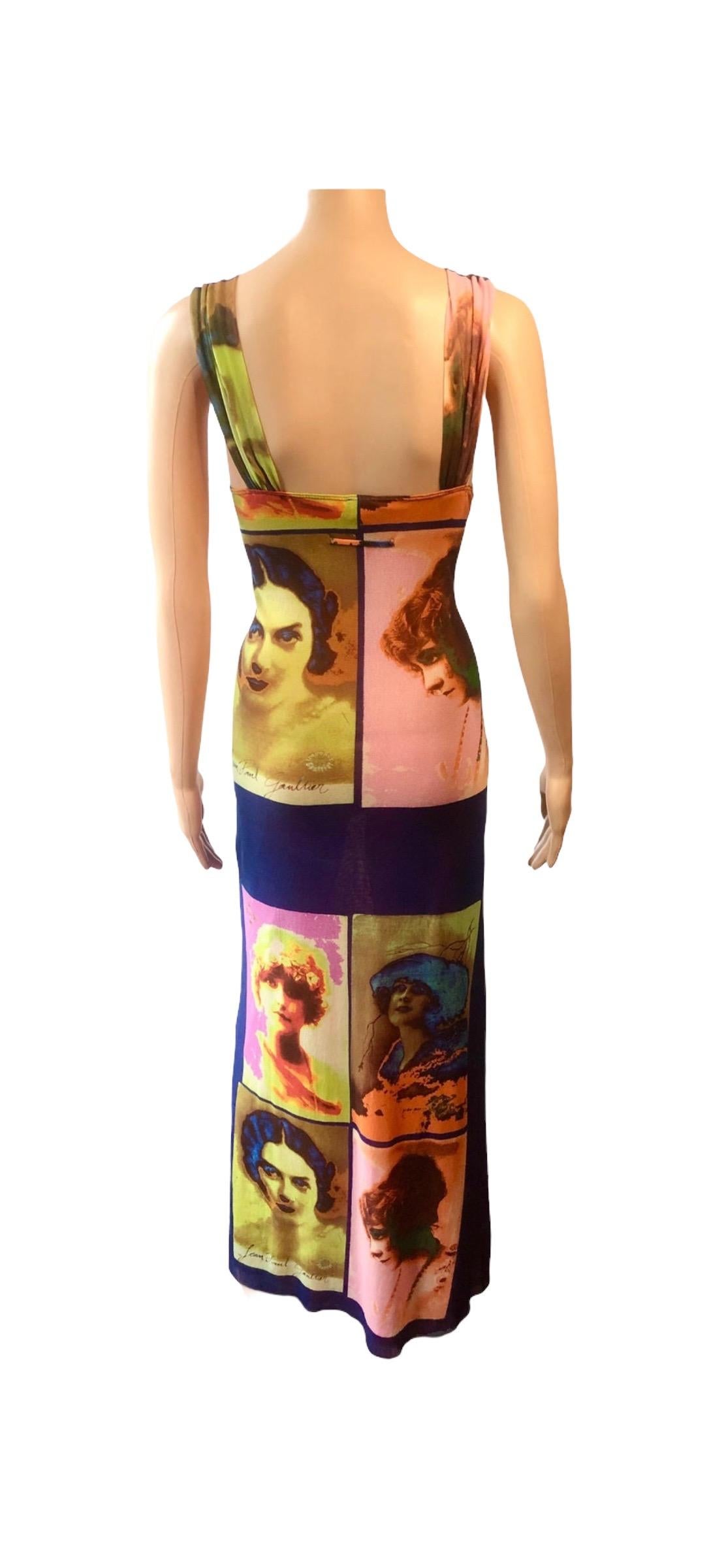 Jean Paul Gaultier Soleil S/S 2002 Vintage “Portraits” Mesh Maxi Dress  For Sale 2