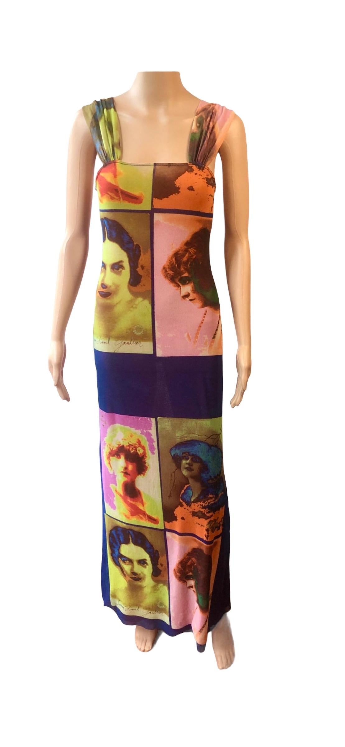Jean Paul Gaultier Soleil S/S 2002 Vintage “Portraits” Mesh Maxi Dress  For Sale 3