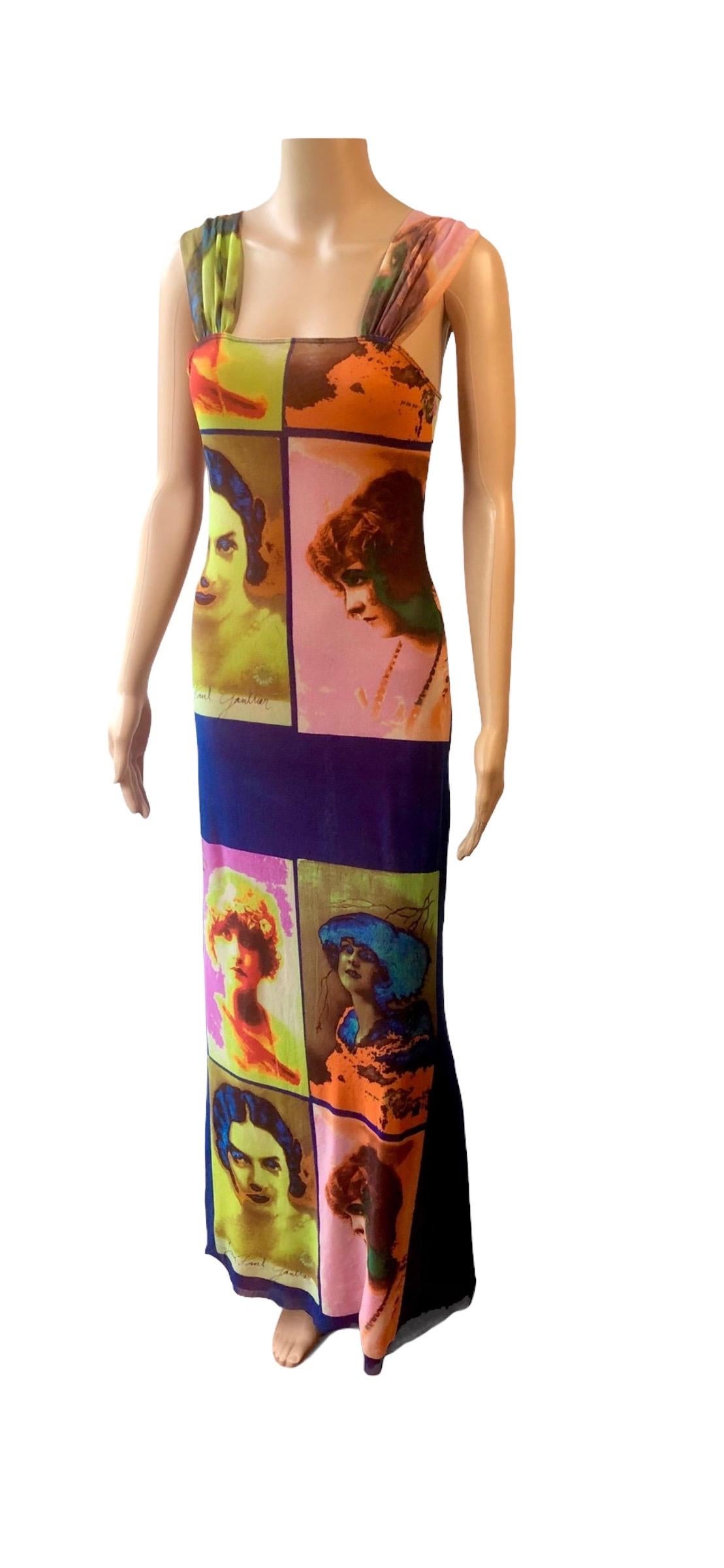 Jean Paul Gaultier Soleil S/S 2002 Vintage “Portraits” Mesh Maxi Dress  For Sale 4