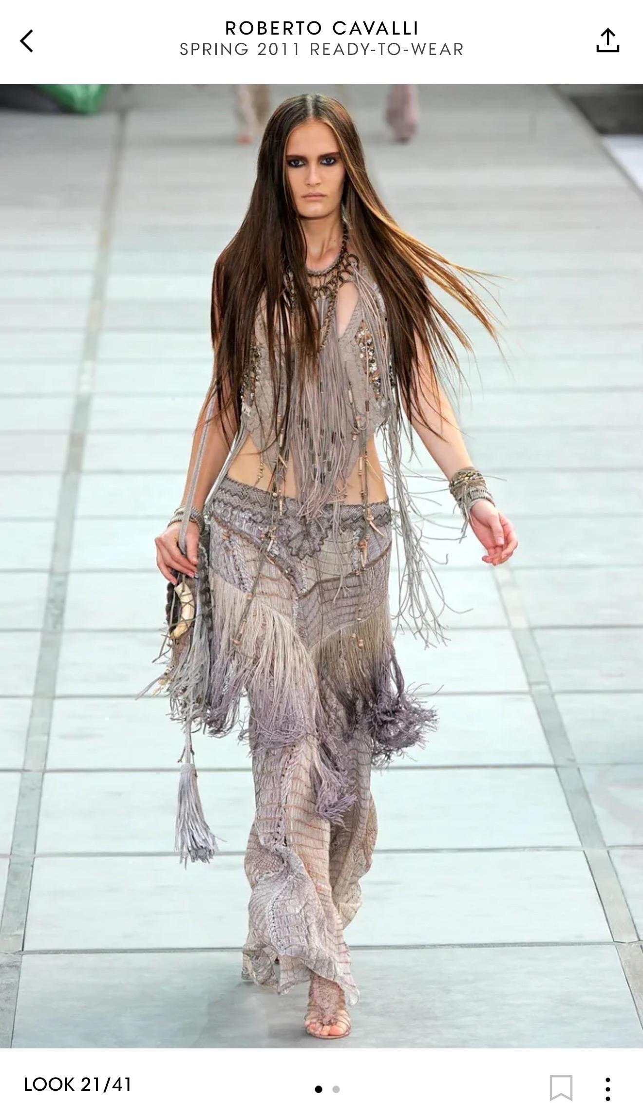 Roberto Cavalli - P/E 2011 - Giacca gilet con frange in pelle impreziosita e non indossata in vendita 12
