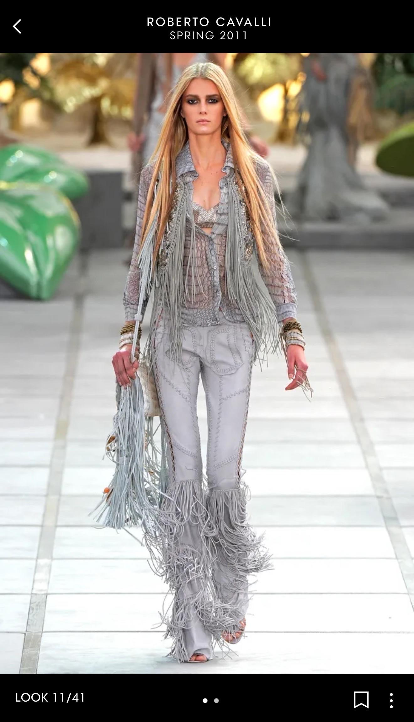 Roberto Cavalli - P/E 2011 - Giacca gilet con frange in pelle impreziosita e non indossata in vendita 11