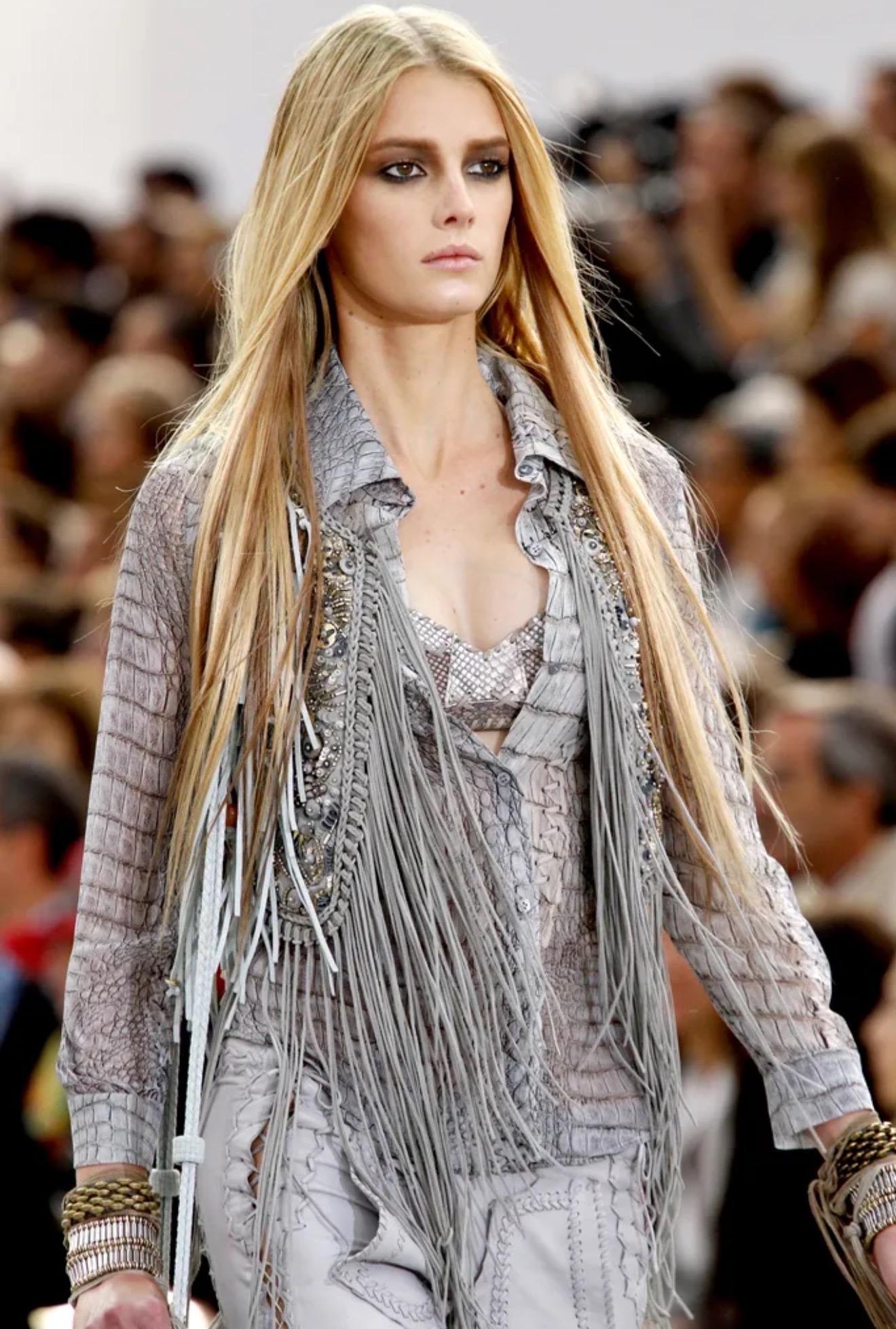 Roberto Cavalli - P/E 2011 - Giacca gilet con frange in pelle impreziosita e non indossata in vendita 13