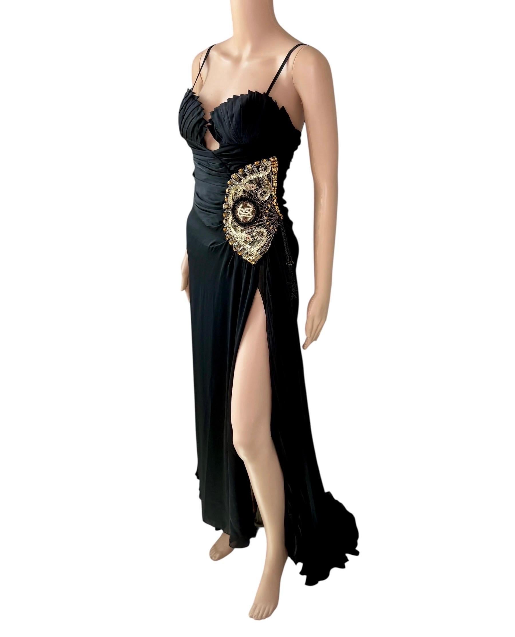 Roberto Cavalli F/W 2006 Laufsteg Bustier Verschönertes Fächer Hochgeschlitztes Abendkleid im Angebot 1