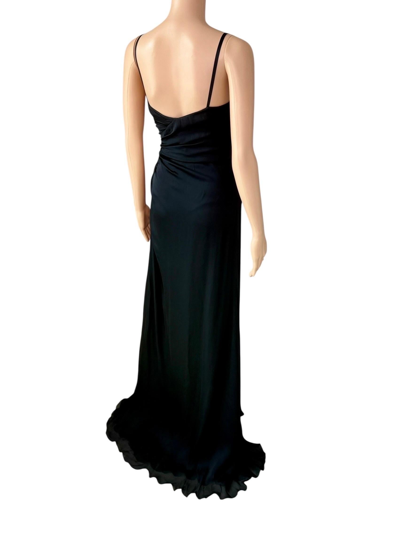 Roberto Cavalli F/W 2006 Laufsteg Bustier Verschönertes Fächer Hochgeschlitztes Abendkleid Damen im Angebot