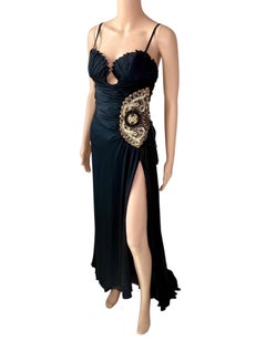 Roberto Cavalli F/W 2006 Runway Bustier Embellished Fan High Slit Evening Dress