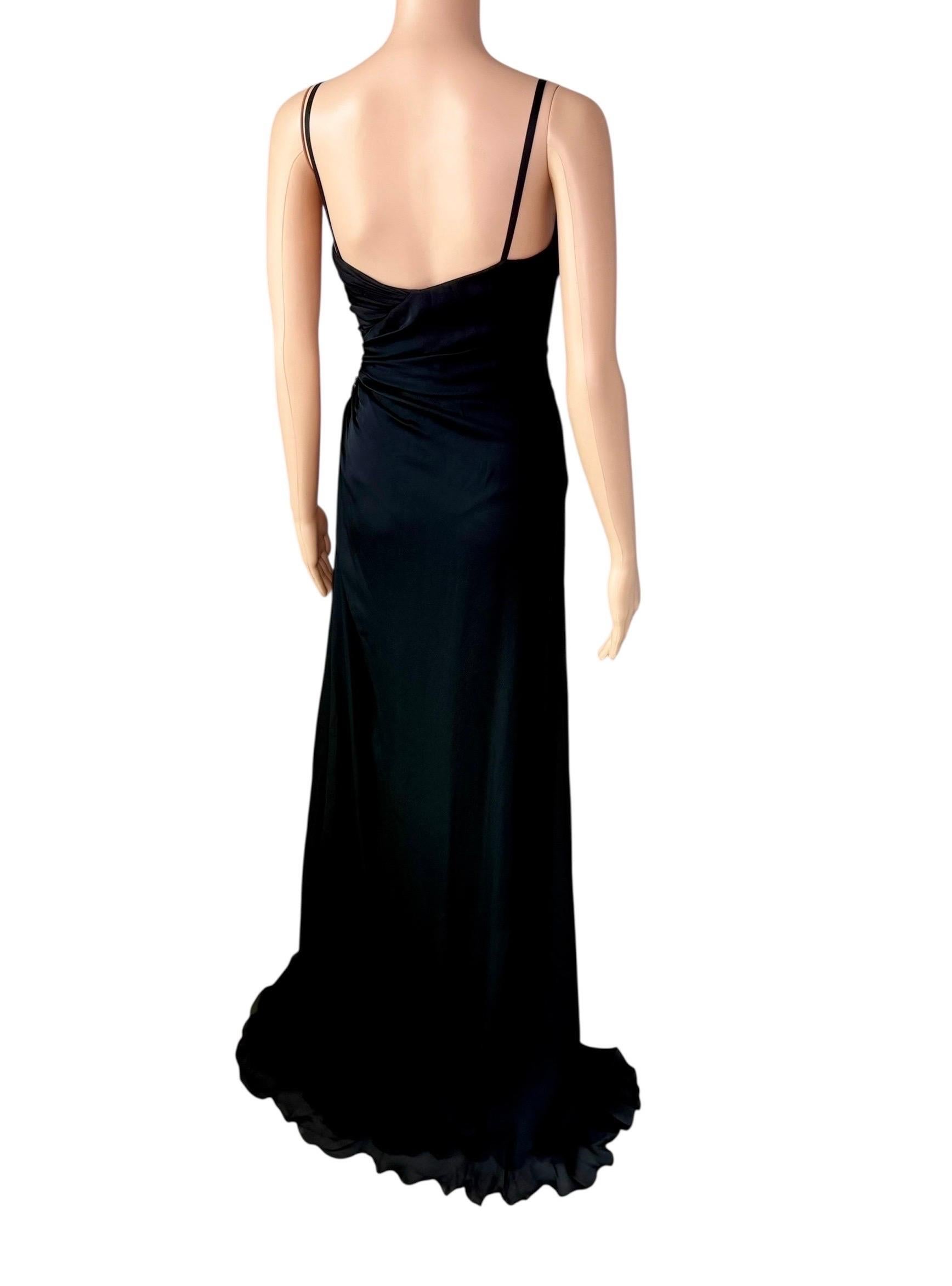 Roberto Cavalli F/W 2006 Laufsteg Bustier Verschönertes Fächer Hochgeschlitztes Abendkleid im Angebot 2